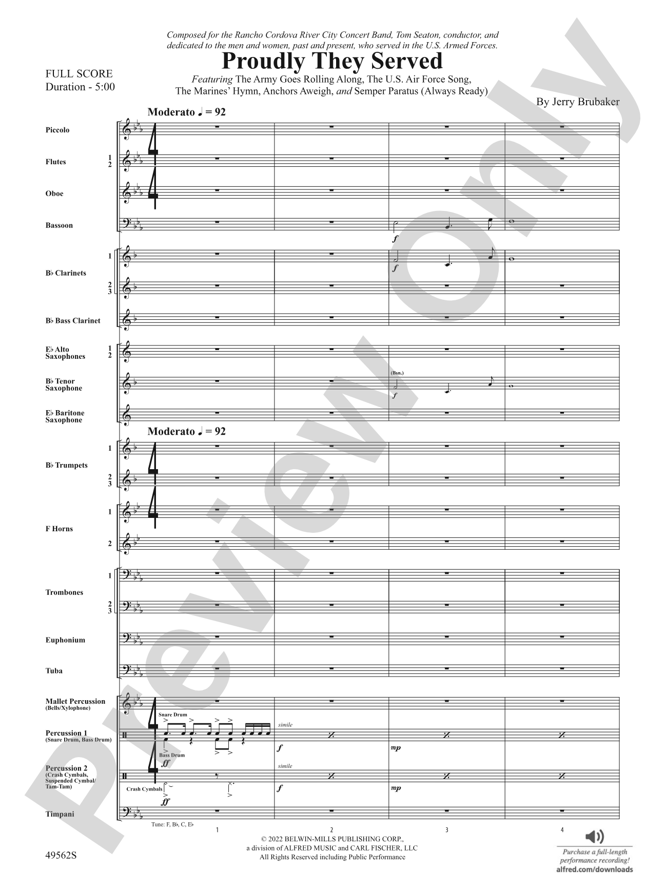 Proudly They Served: Concert Band Conductor Score & Parts