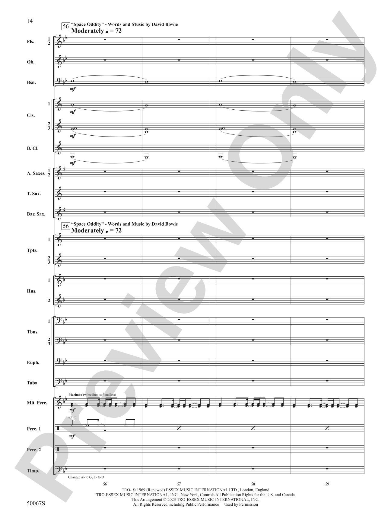 David Bowie: The Hits: Concert Band Conductor Score & Parts