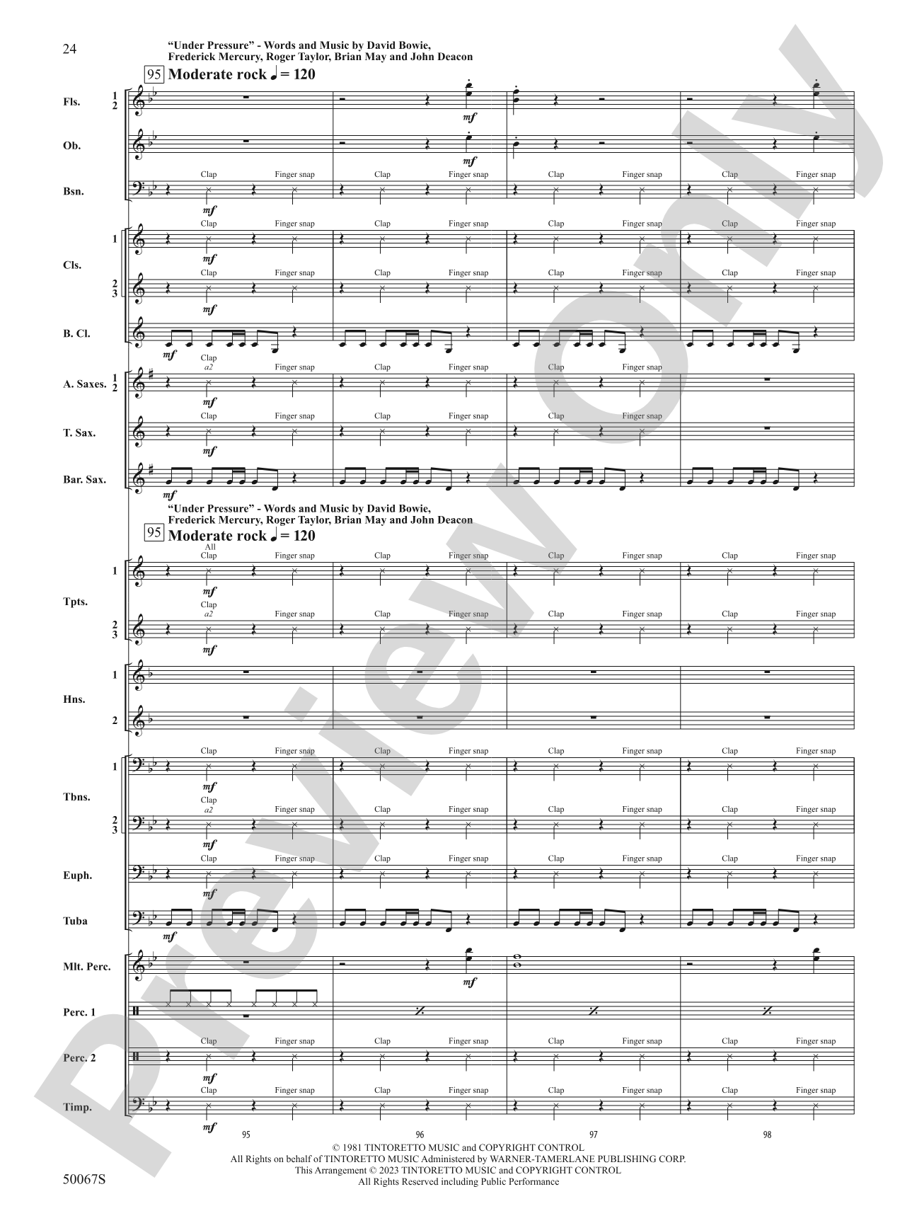 David Bowie: The Hits: Concert Band Conductor Score & Parts