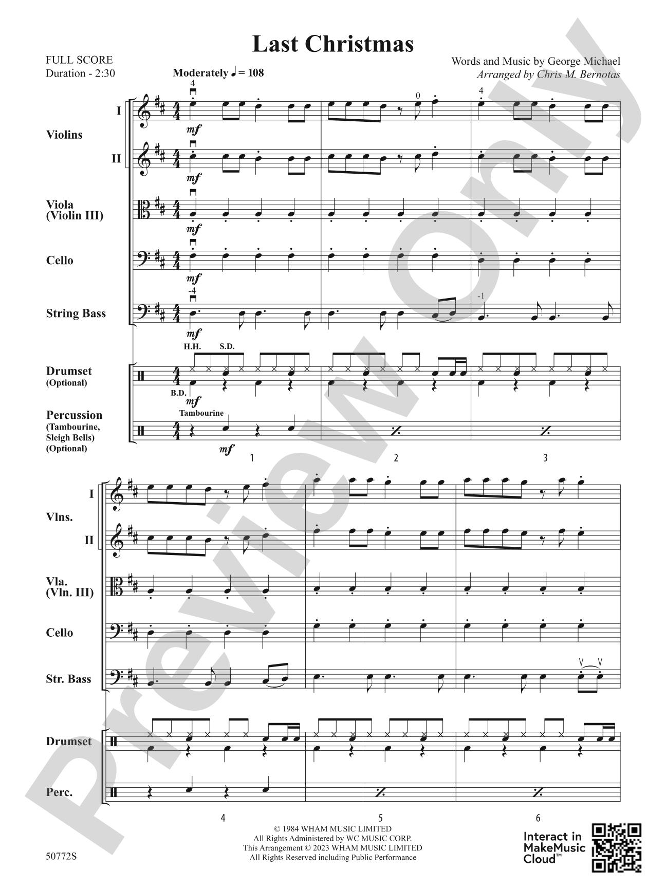 Last Christmas: String Orchestra Conductor Score & Parts