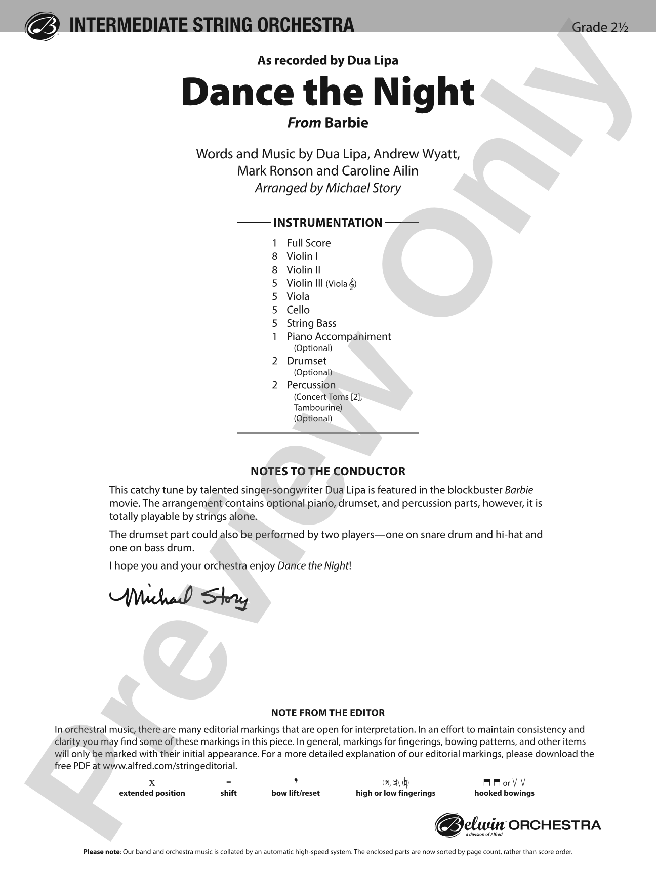 Dance the Night: String Orchestra Conductor Score & Parts