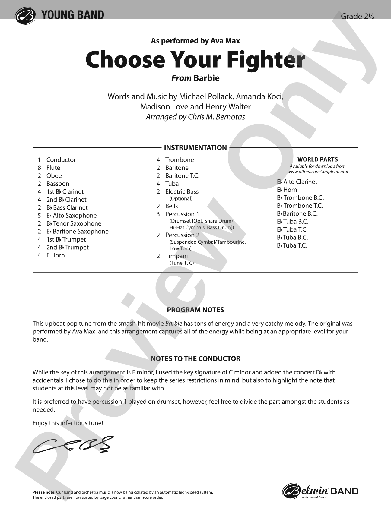 Choose Your Fighter: Concert Band Conductor Score & Parts