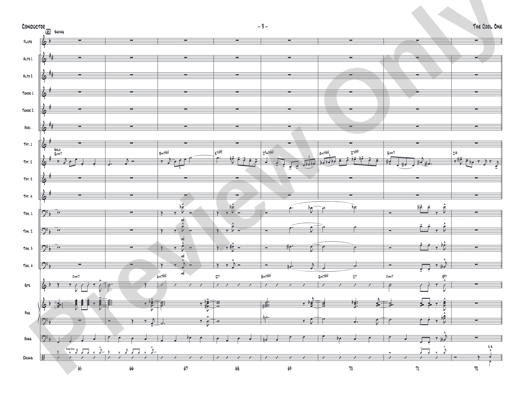 The Cool One: Jazz Ensemble Conductor Score & Parts