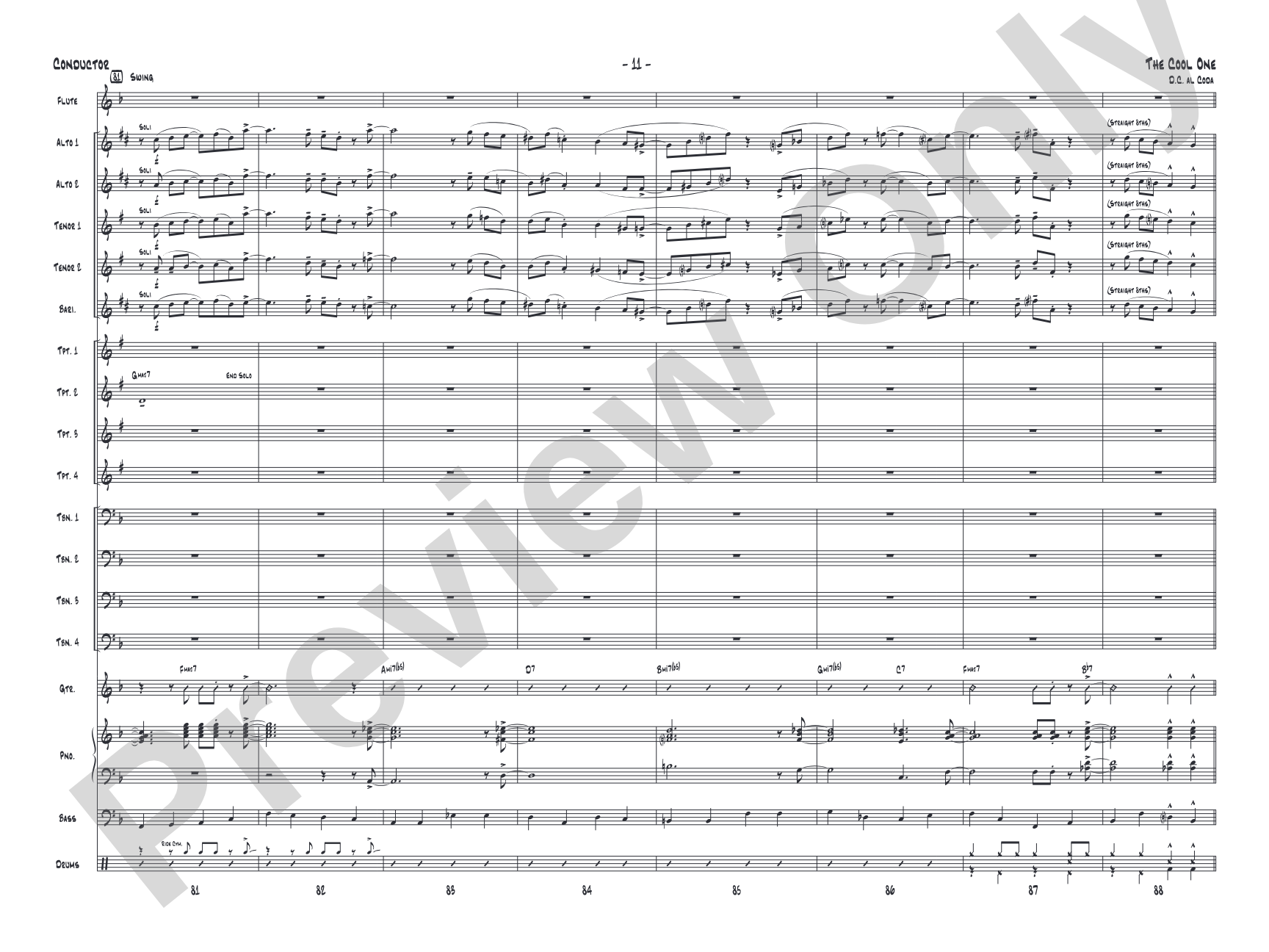 The Cool One: Jazz Ensemble Conductor Score & Parts