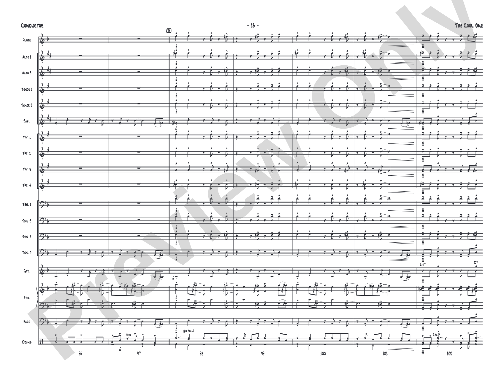 The Cool One: Jazz Ensemble Conductor Score & Parts