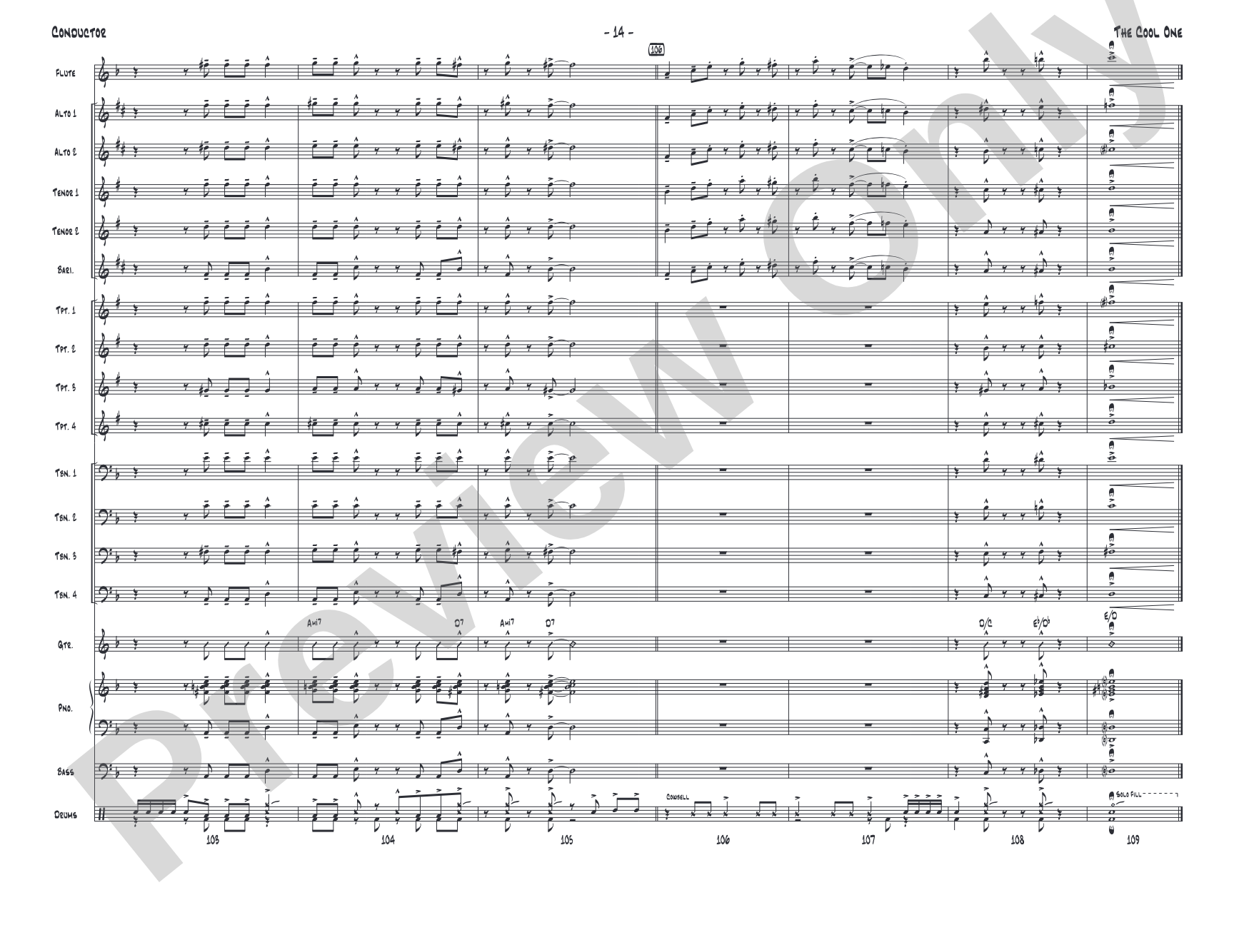 The Cool One: Jazz Ensemble Conductor Score & Parts