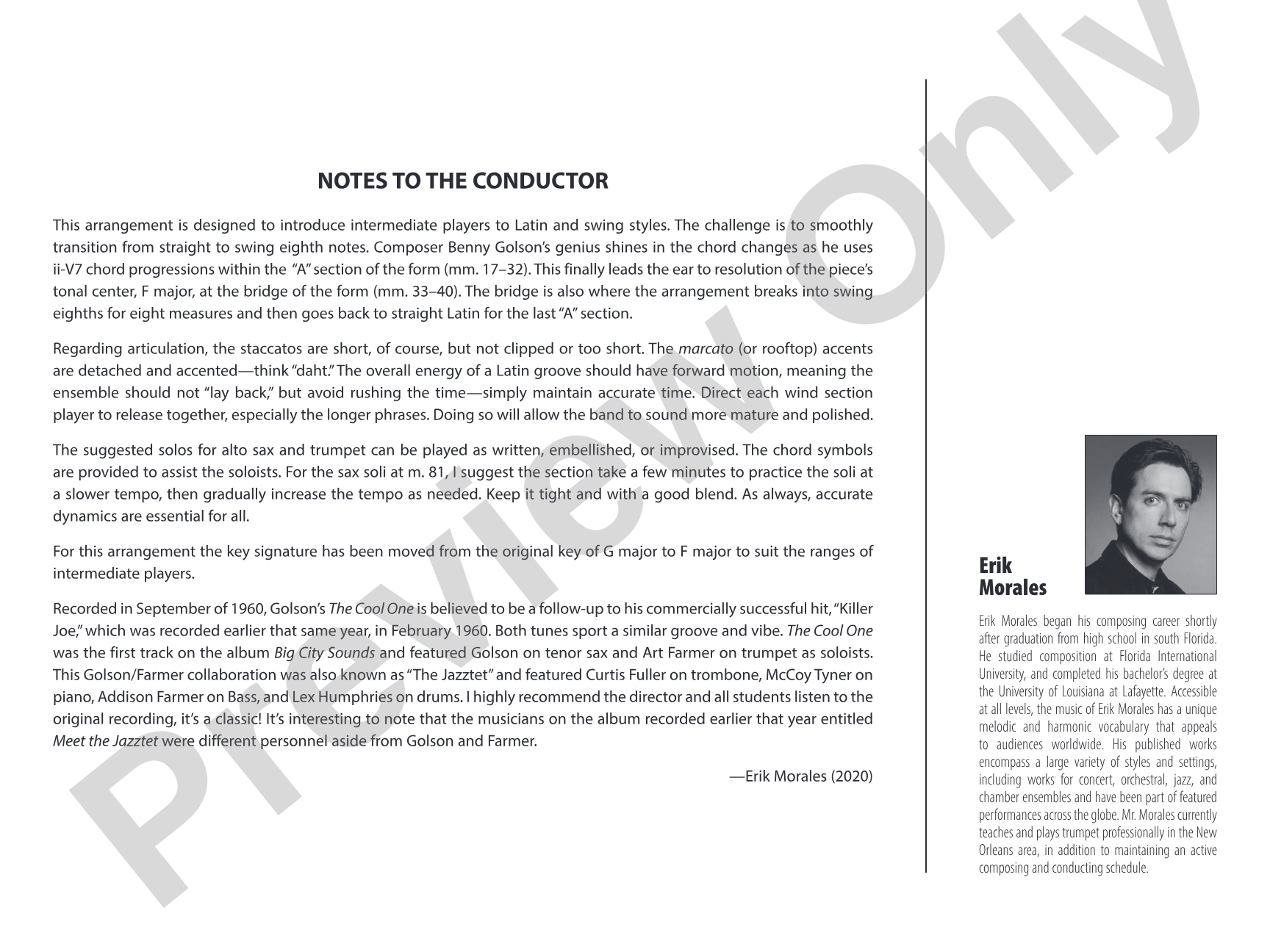 The Cool One: Jazz Ensemble Conductor Score & Parts
