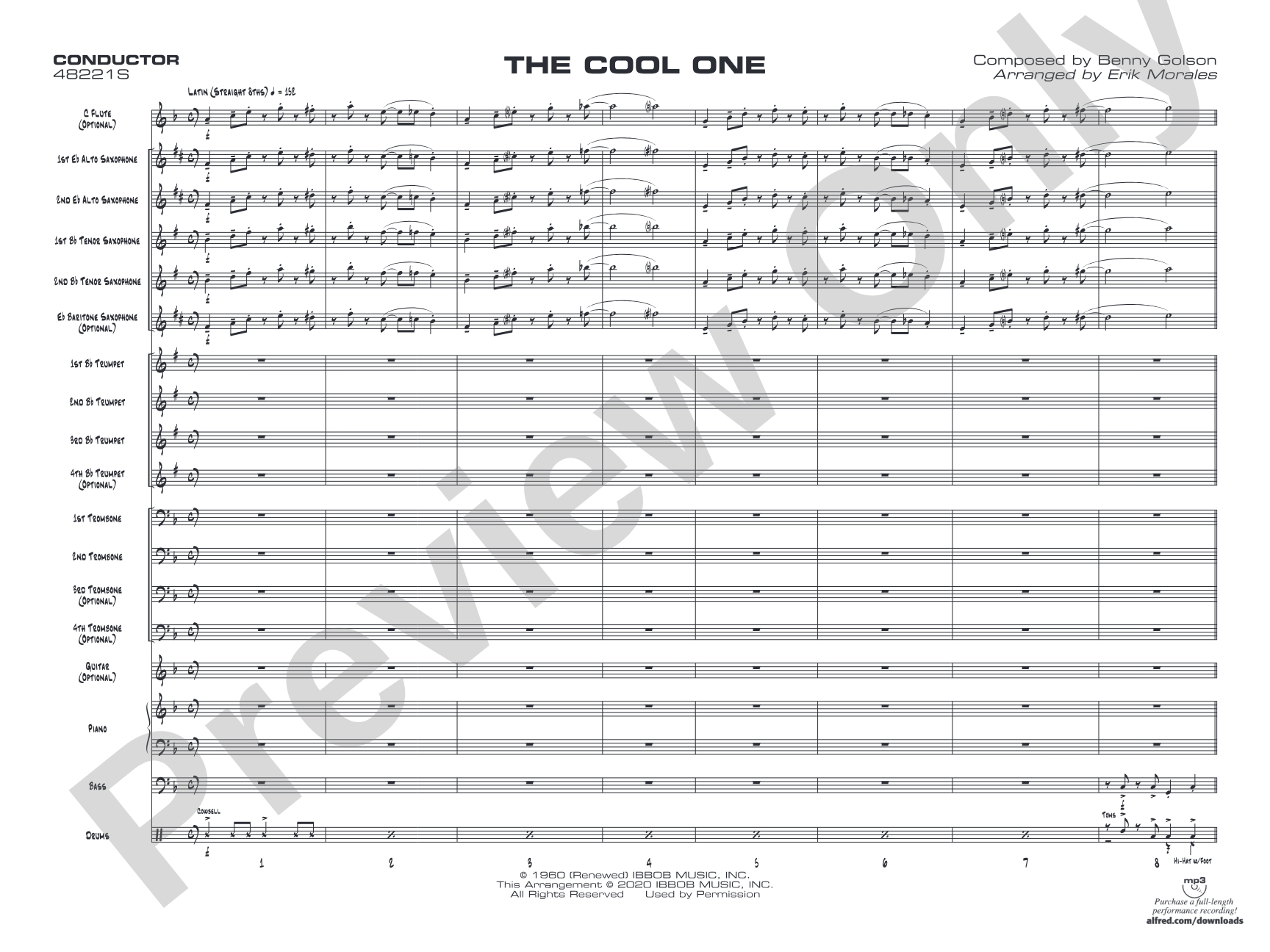 The Cool One: Jazz Ensemble Conductor Score & Parts