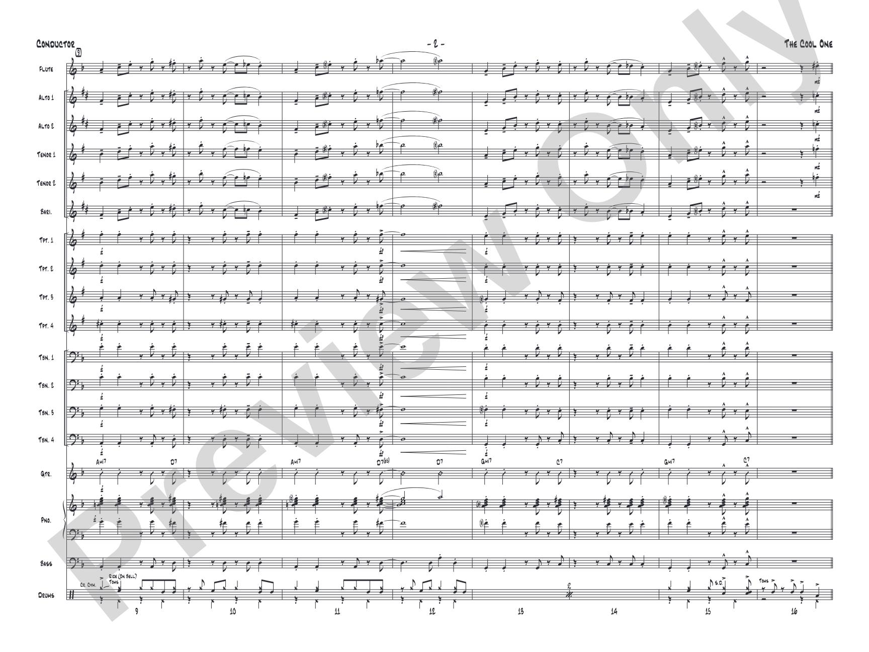 The Cool One: Jazz Ensemble Conductor Score & Parts