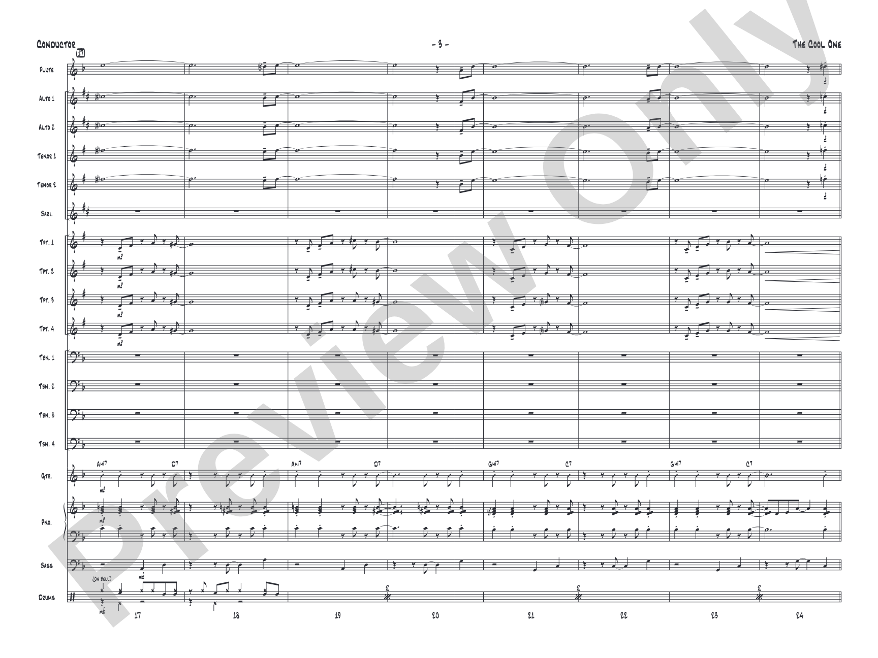 The Cool One: Jazz Ensemble Conductor Score & Parts