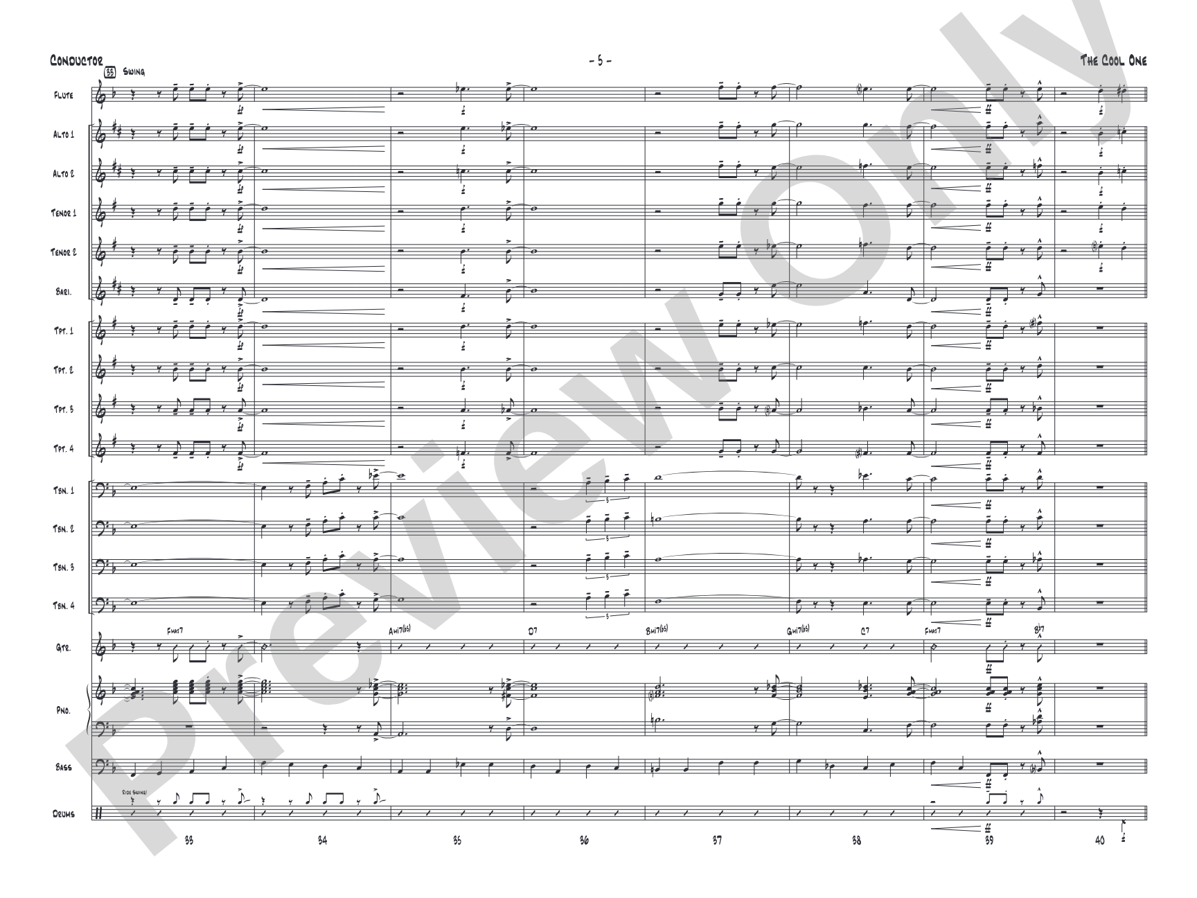 The Cool One: Jazz Ensemble Conductor Score & Parts