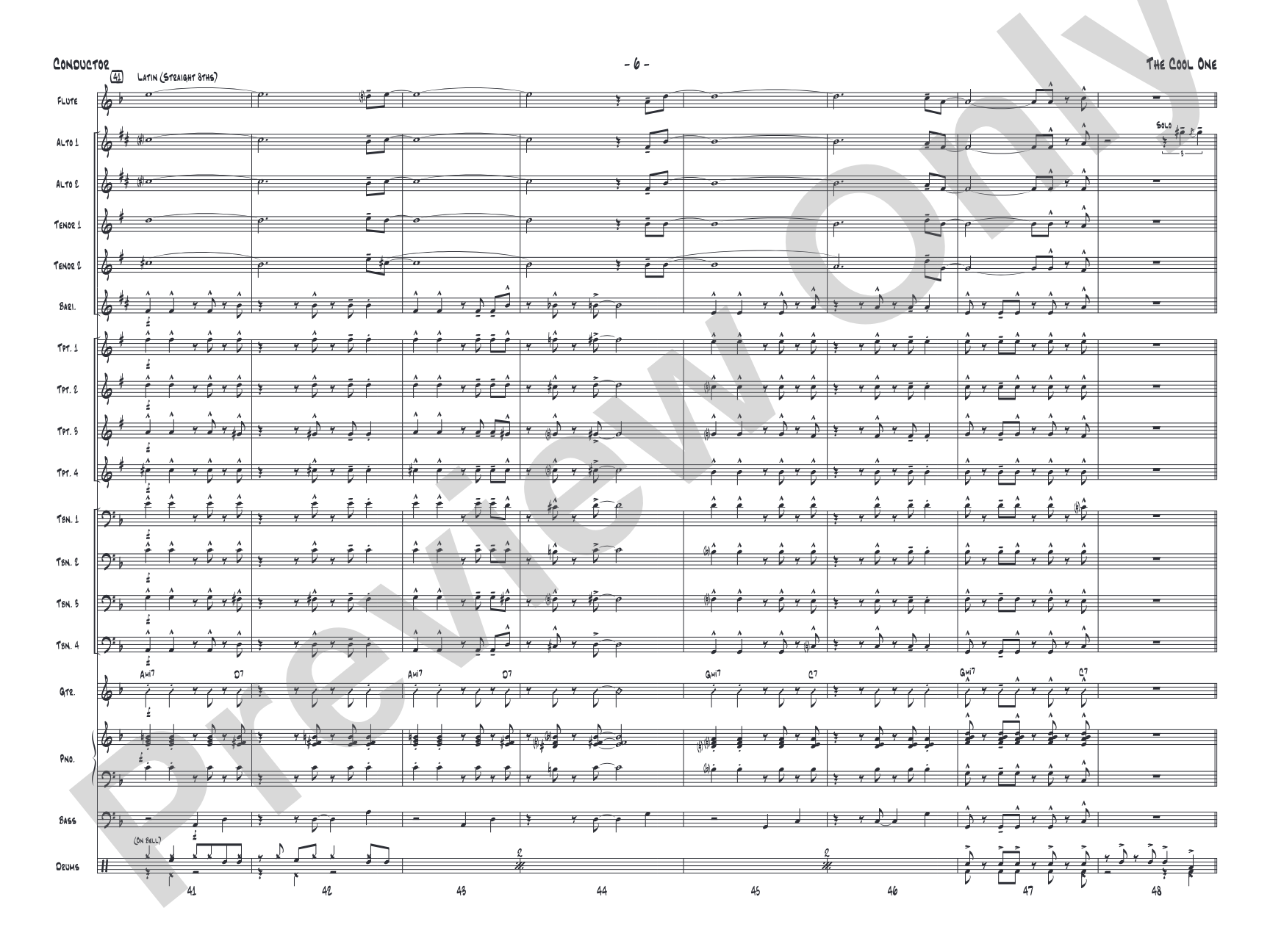 The Cool One: Jazz Ensemble Conductor Score & Parts