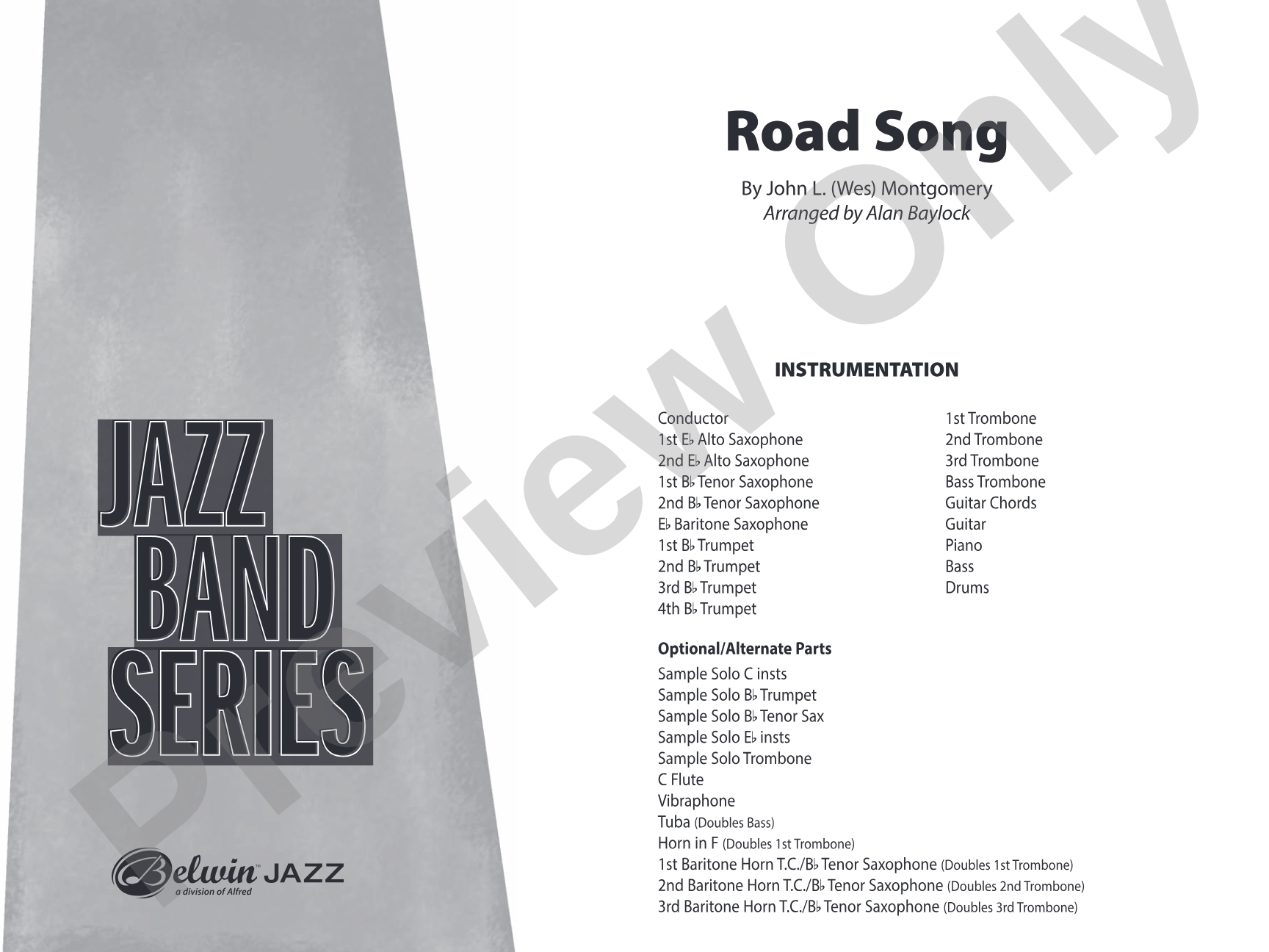 Road Song: Jazz Ensemble Conductor Score & Parts