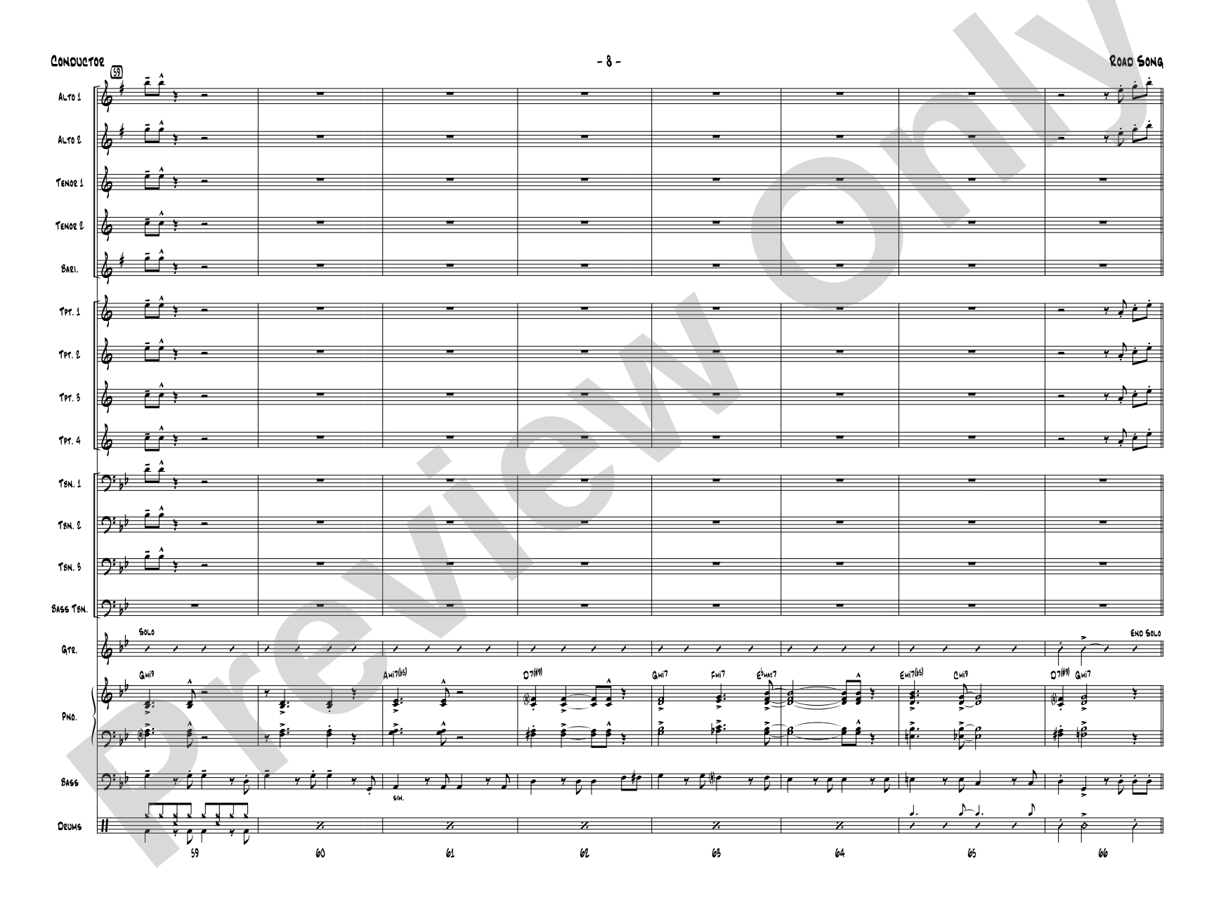 Road Song: Jazz Ensemble Conductor Score & Parts