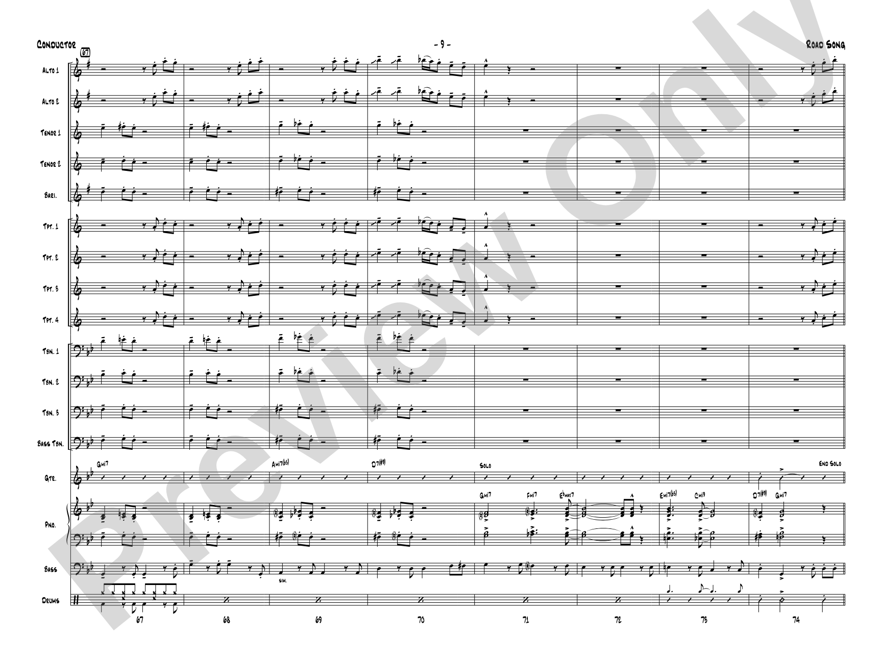 Road Song: Jazz Ensemble Conductor Score & Parts