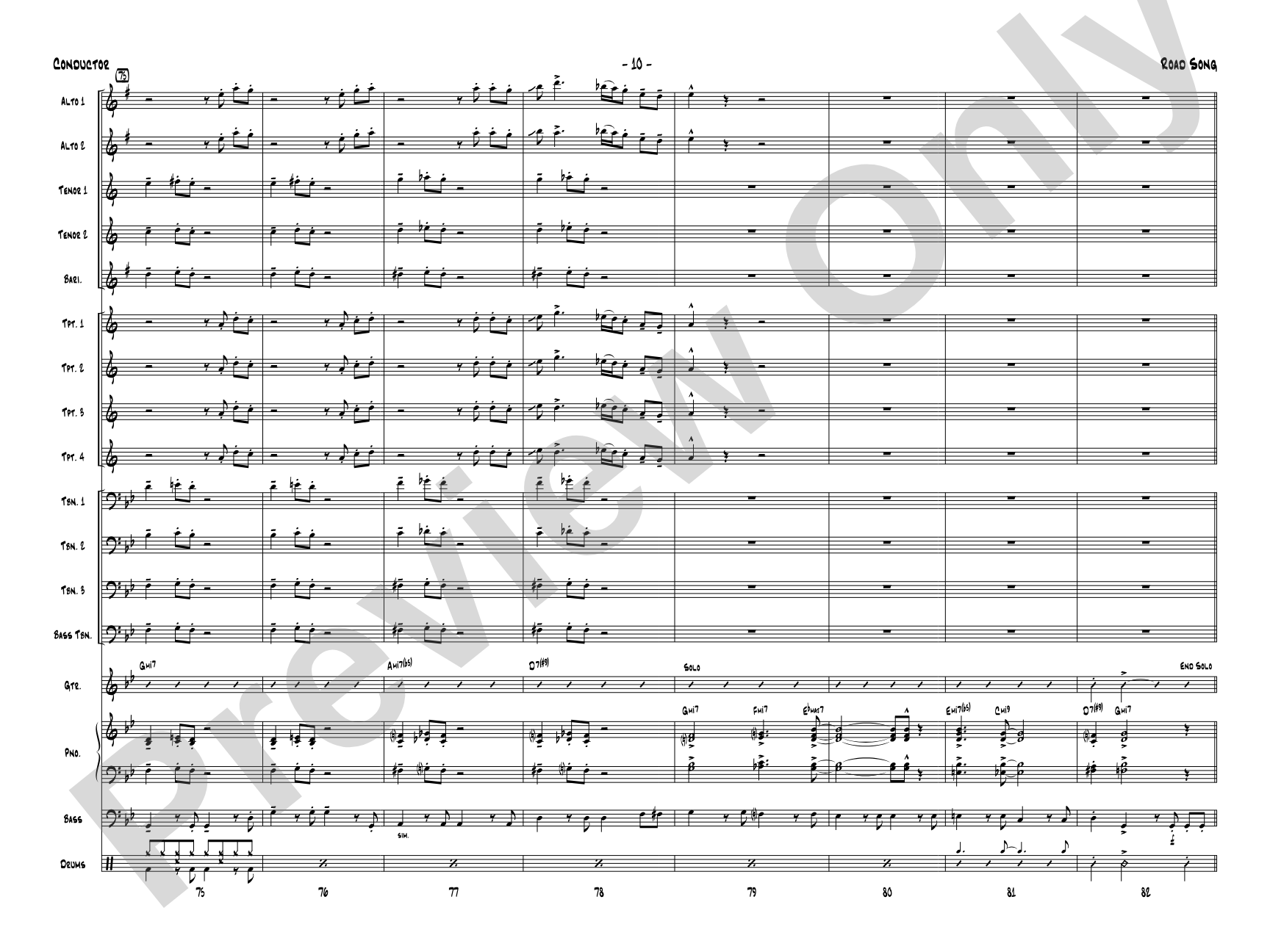 Road Song: Jazz Ensemble Conductor Score & Parts