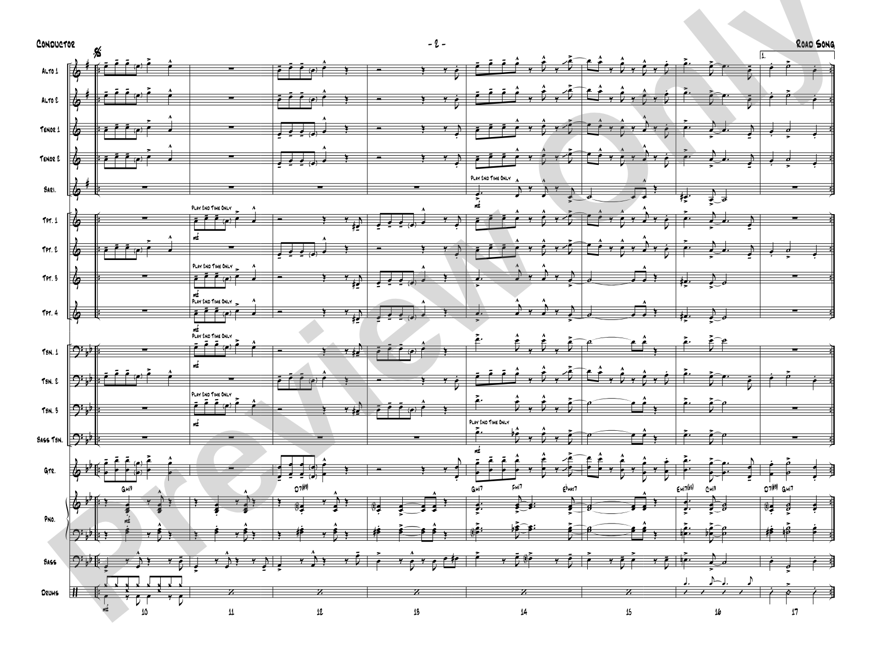 Road Song: Jazz Ensemble Conductor Score & Parts