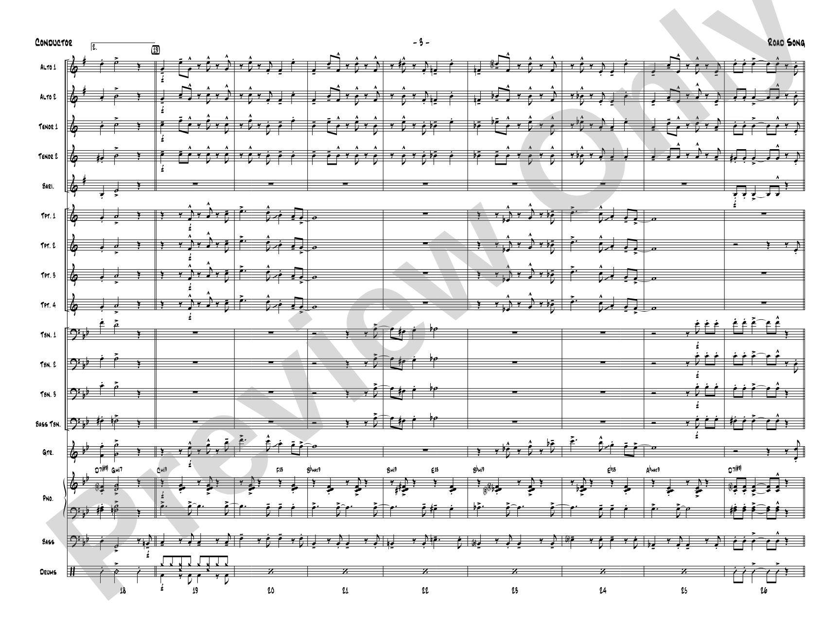 Road Song: Jazz Ensemble Conductor Score & Parts