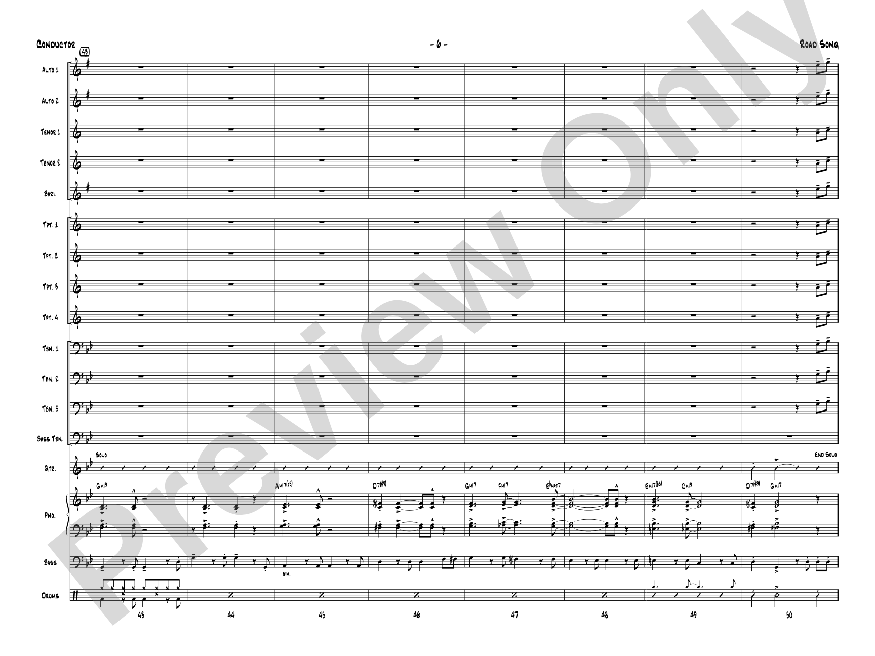 Road Song: Jazz Ensemble Conductor Score & Parts