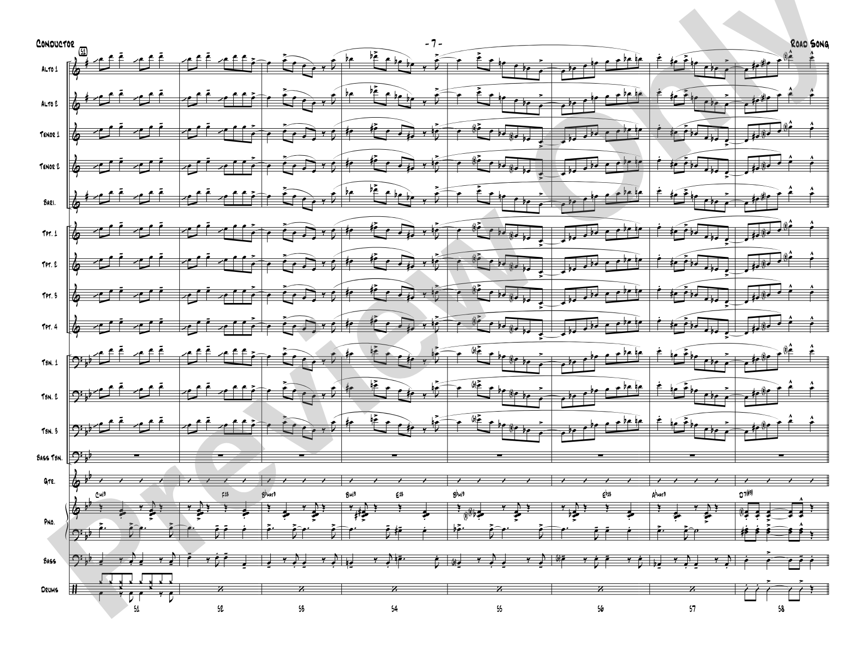 Road Song: Jazz Ensemble Conductor Score & Parts