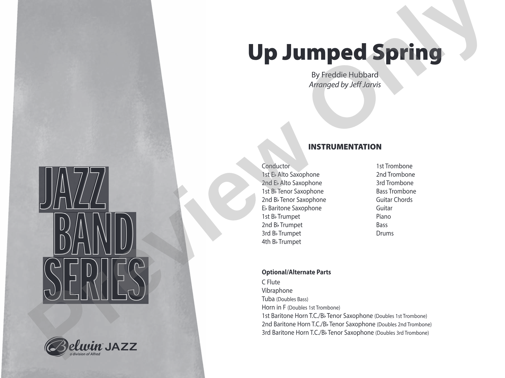 Up Jumped Spring: Jazz Ensemble Conductor Score & Parts