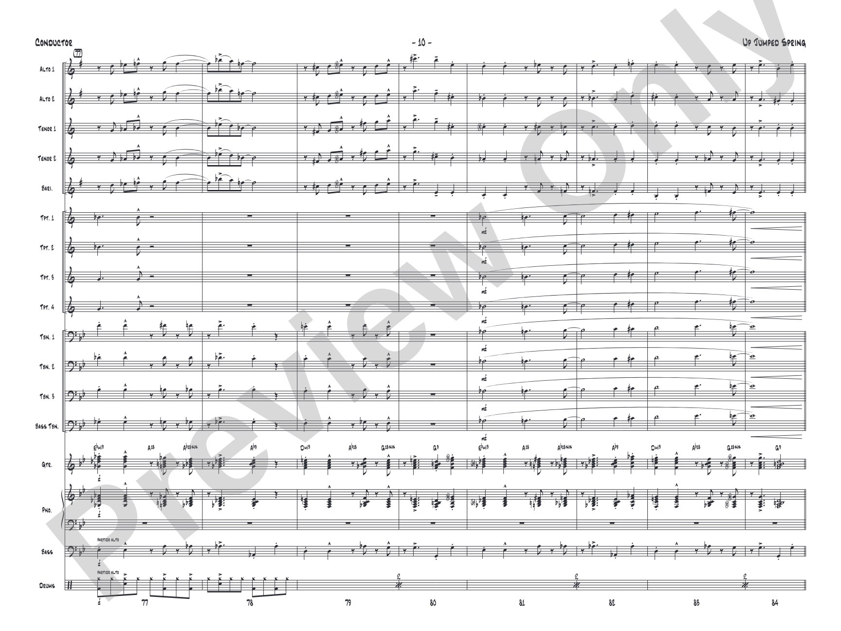 Up Jumped Spring: Jazz Ensemble Conductor Score & Parts