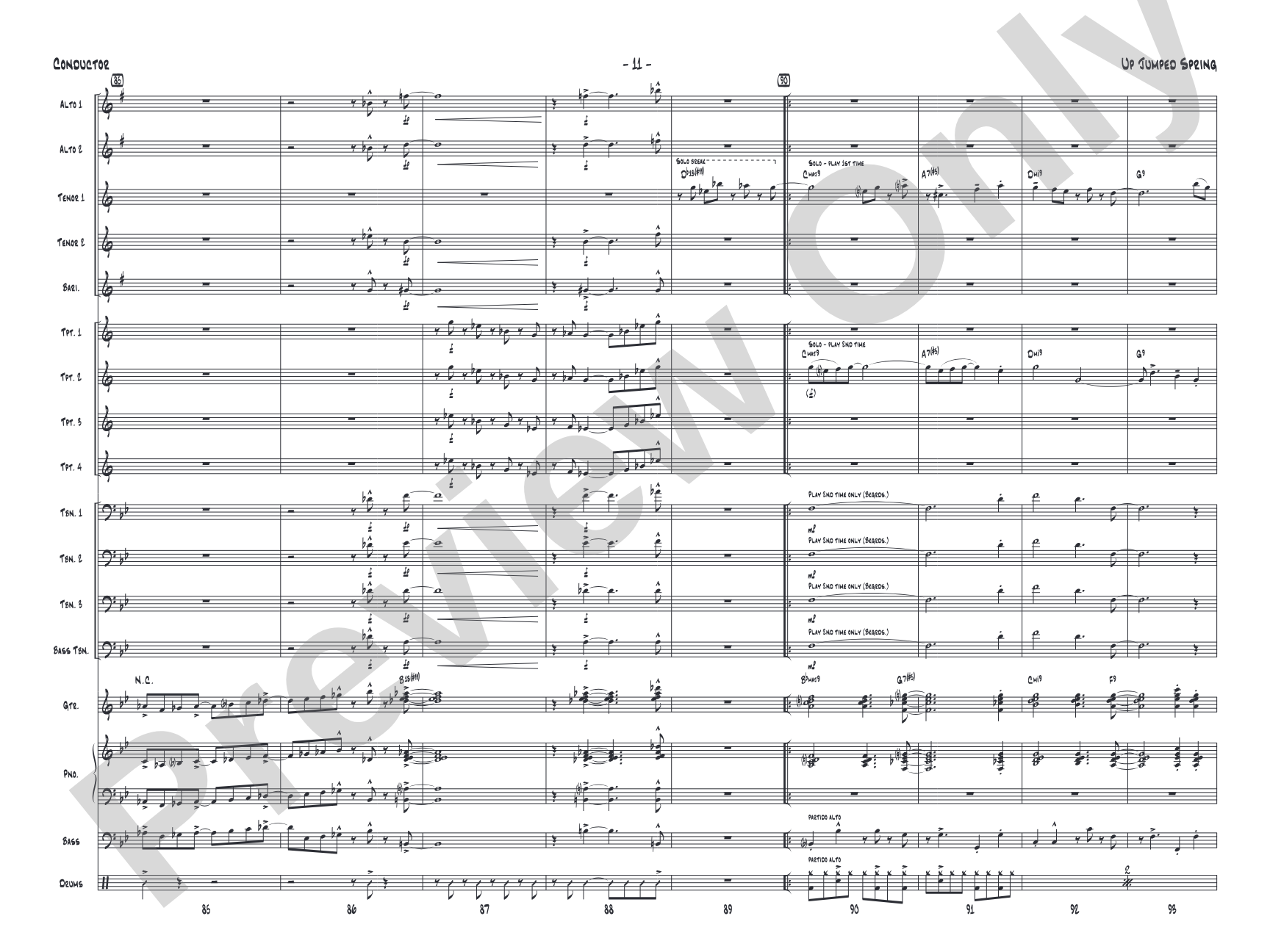 Up Jumped Spring: Jazz Ensemble Conductor Score & Parts