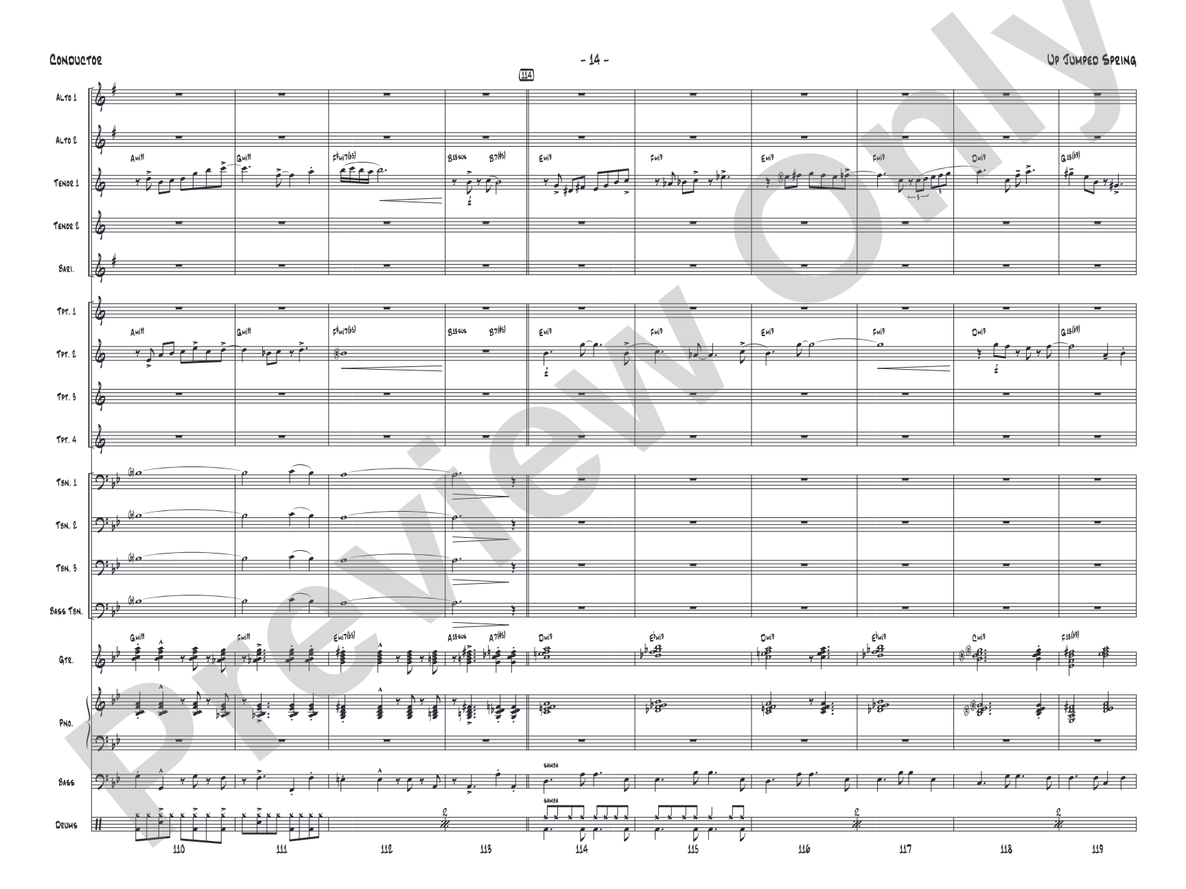 Up Jumped Spring: Jazz Ensemble Conductor Score & Parts