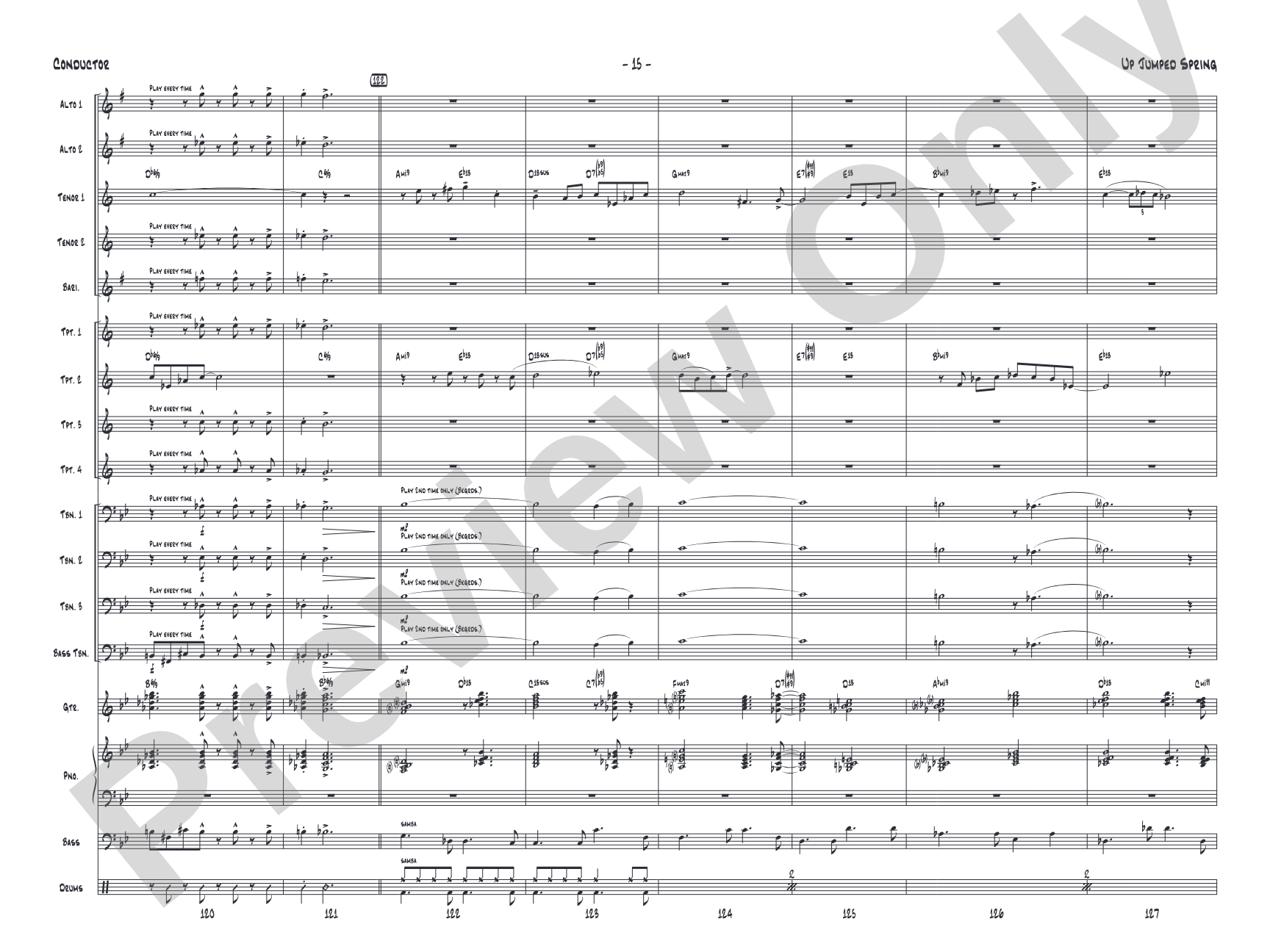 Up Jumped Spring: Jazz Ensemble Conductor Score & Parts