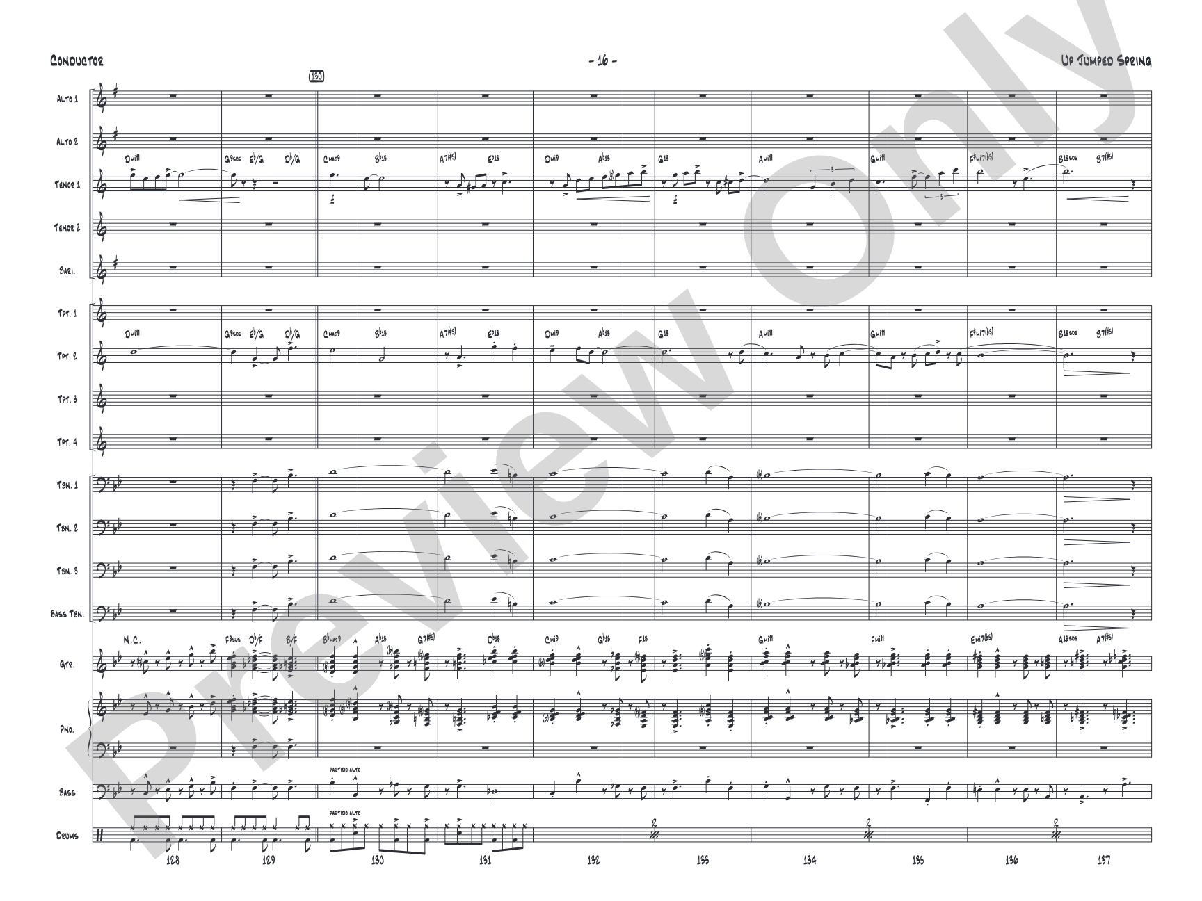 Up Jumped Spring: Jazz Ensemble Conductor Score & Parts