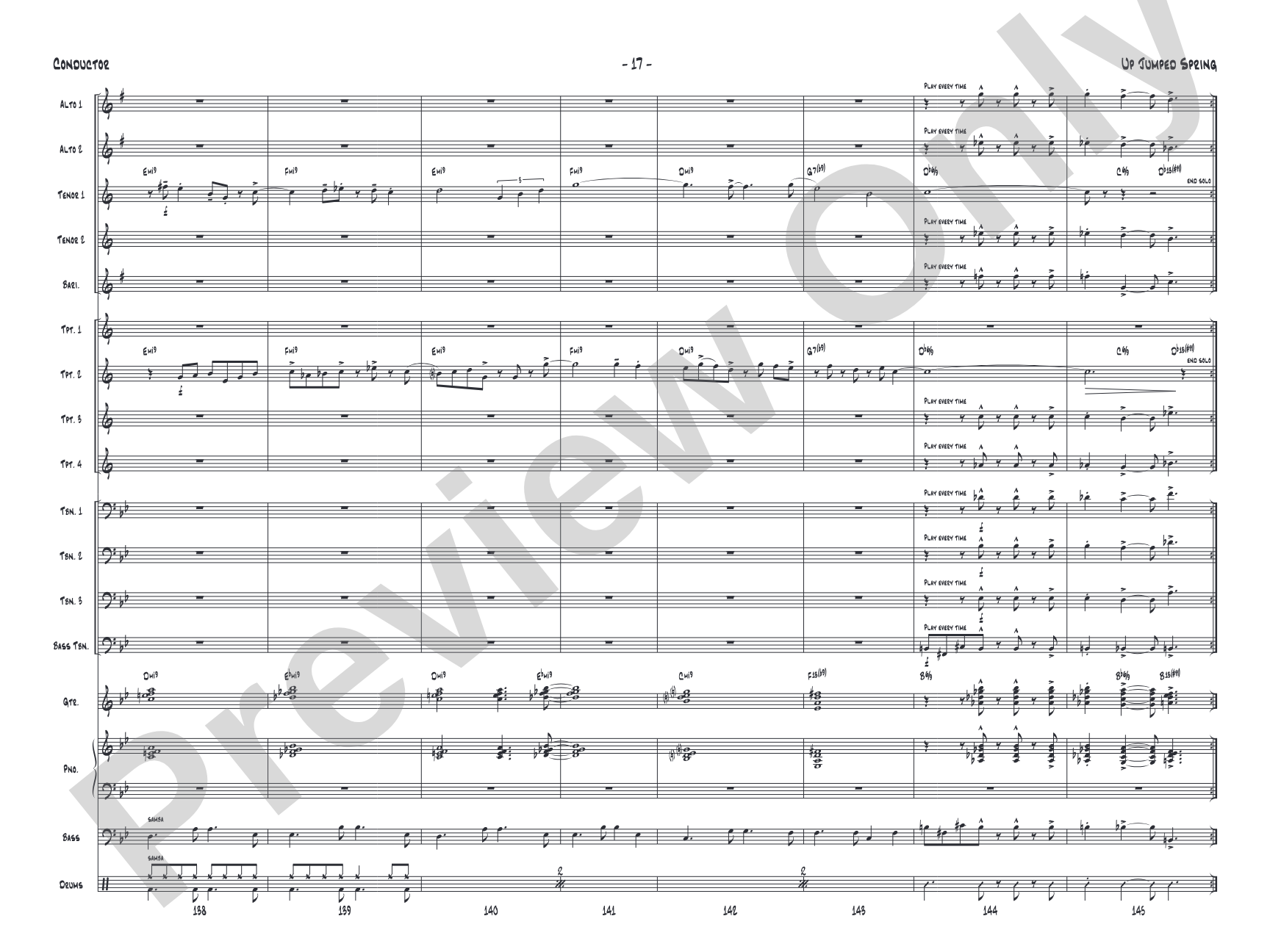 Up Jumped Spring: Jazz Ensemble Conductor Score & Parts