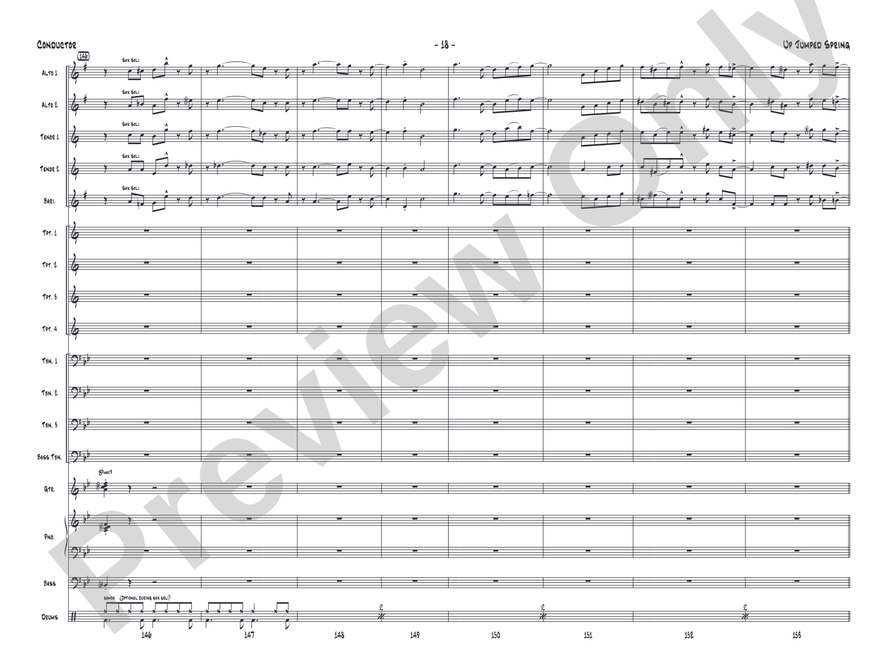 Up Jumped Spring: Jazz Ensemble Conductor Score & Parts