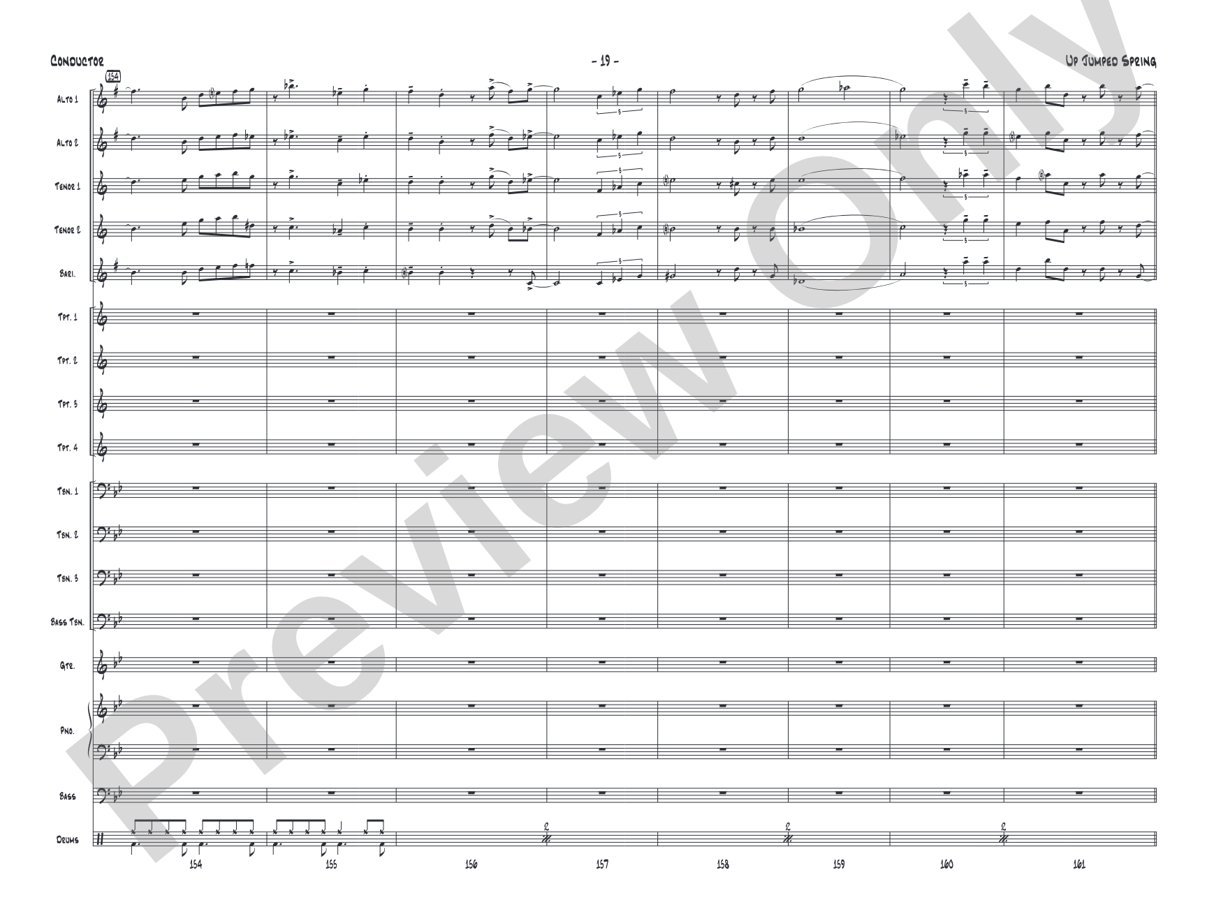Up Jumped Spring: Jazz Ensemble Conductor Score & Parts