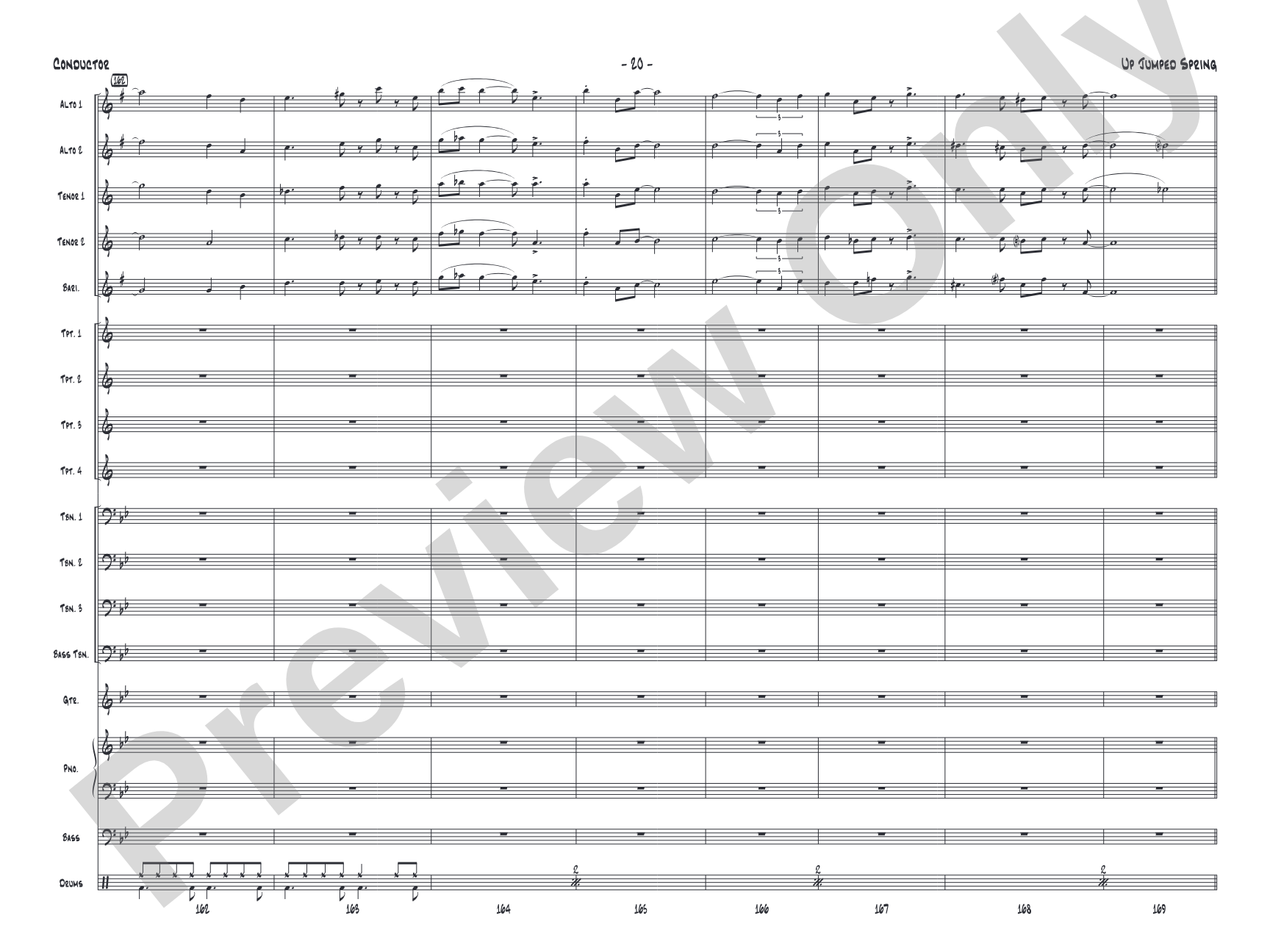 Up Jumped Spring: Jazz Ensemble Conductor Score & Parts