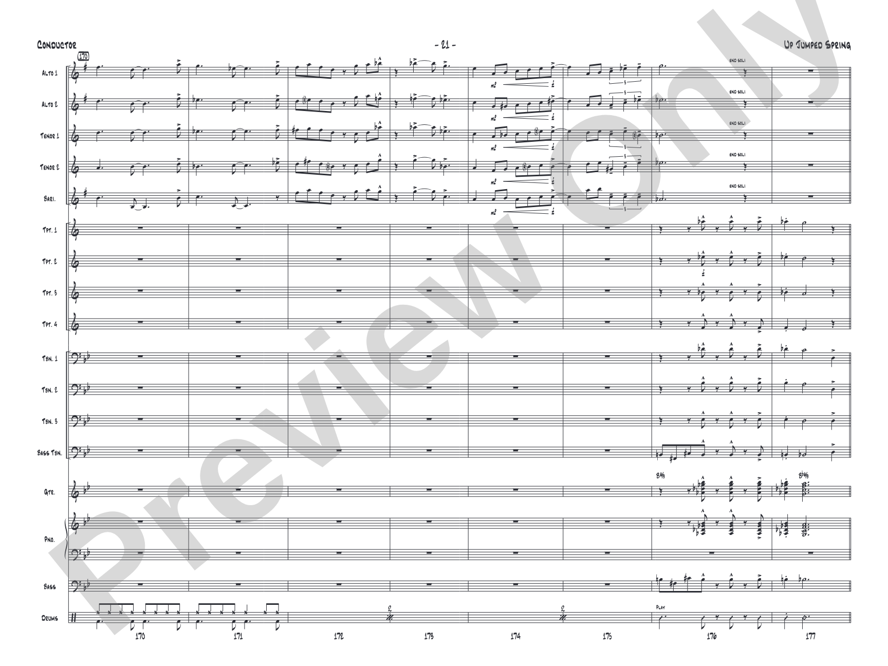 Up Jumped Spring: Jazz Ensemble Conductor Score & Parts