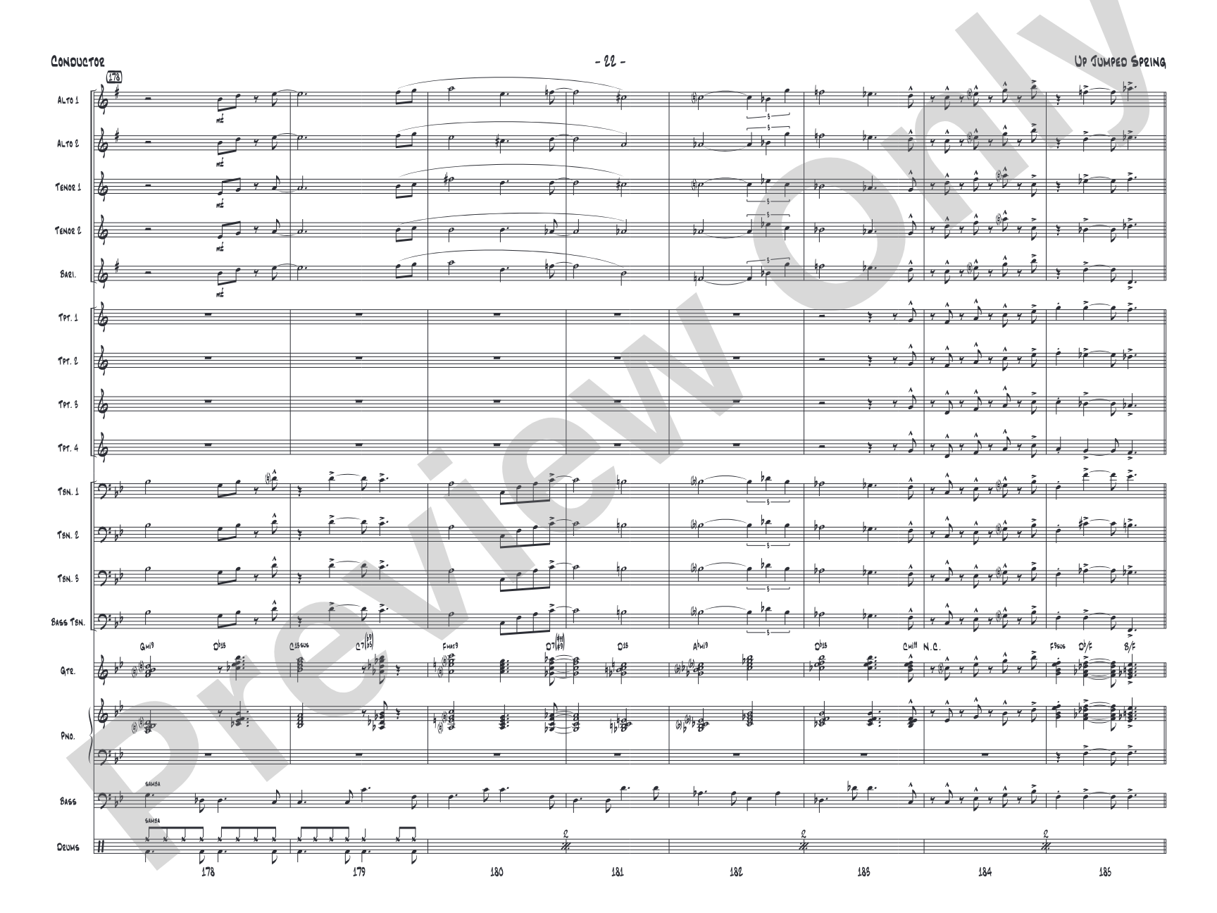 Up Jumped Spring: Jazz Ensemble Conductor Score & Parts