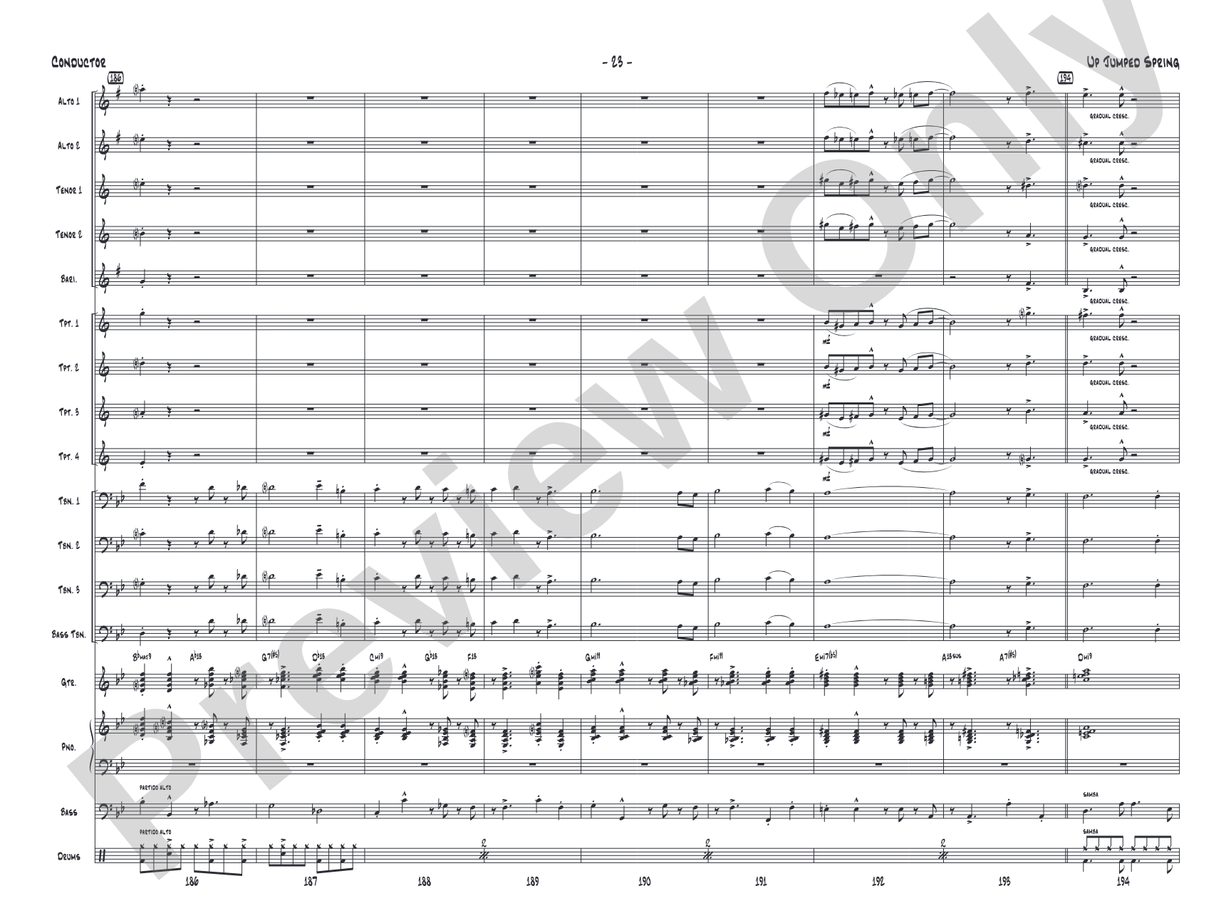 Up Jumped Spring: Jazz Ensemble Conductor Score & Parts
