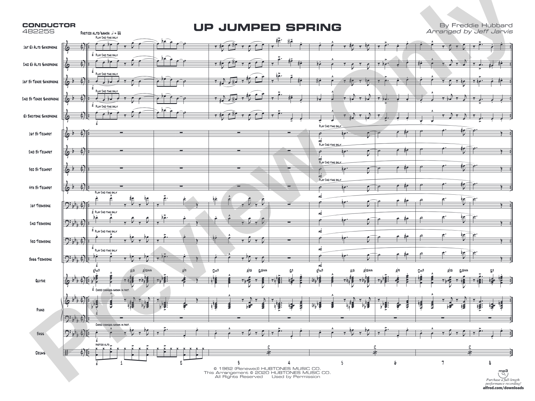 Up Jumped Spring: Jazz Ensemble Conductor Score & Parts