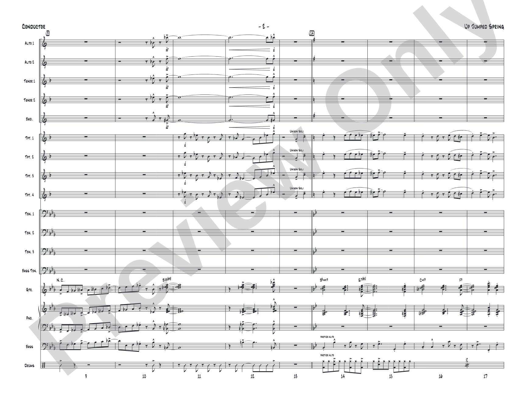 Up Jumped Spring: Jazz Ensemble Conductor Score & Parts