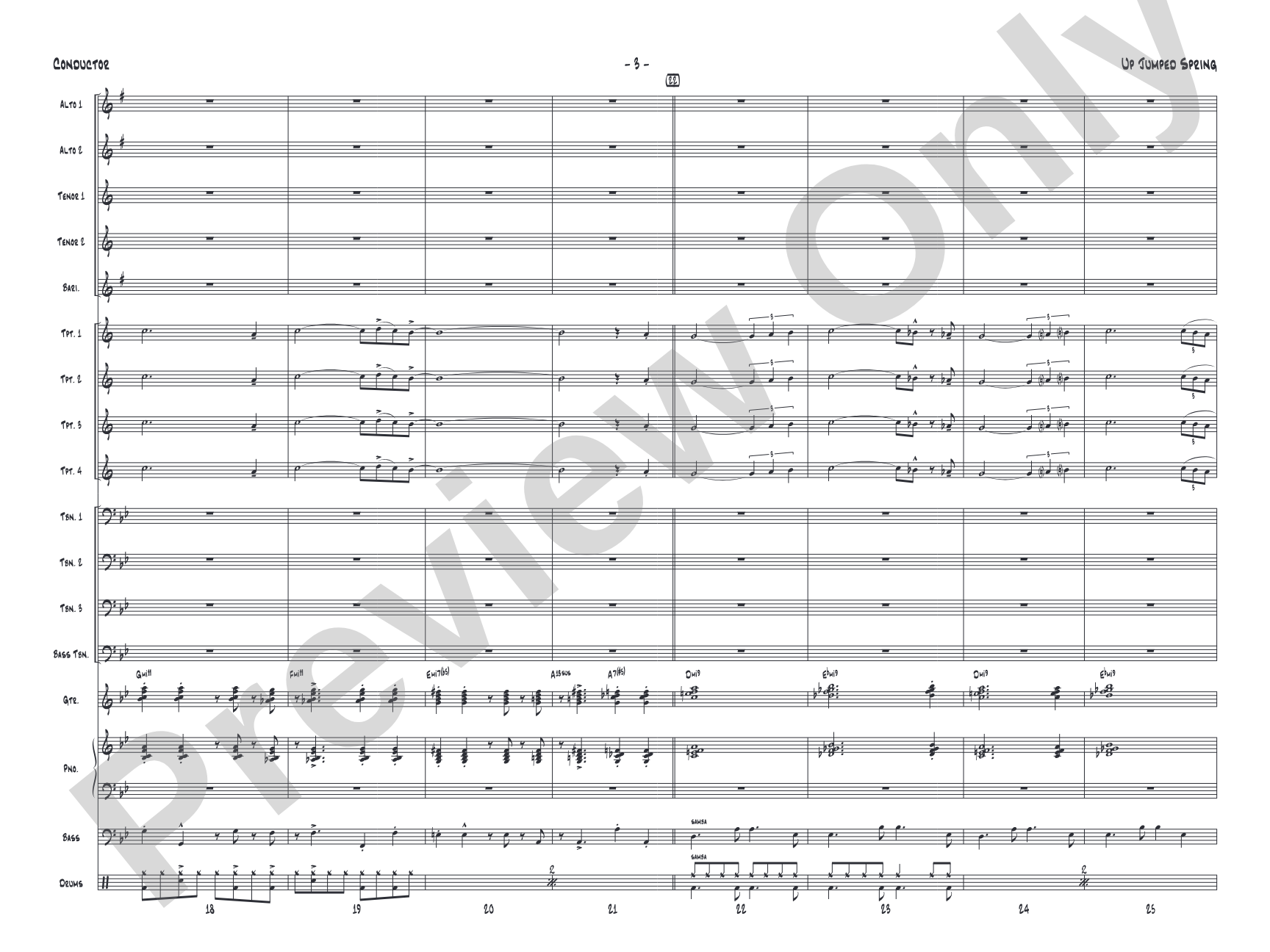 Up Jumped Spring: Jazz Ensemble Conductor Score & Parts