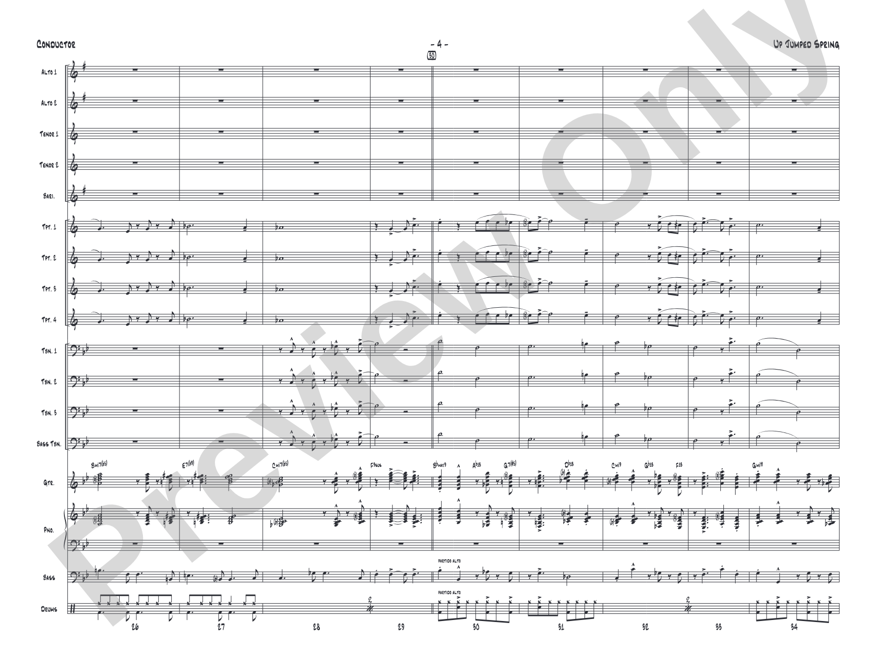 Up Jumped Spring: Jazz Ensemble Conductor Score & Parts