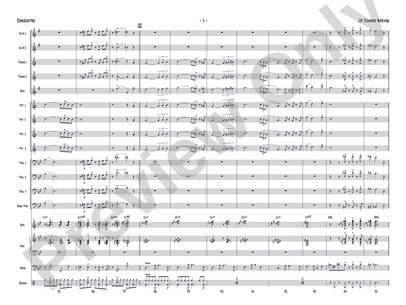 Up Jumped Spring: Jazz Ensemble Conductor Score & Parts