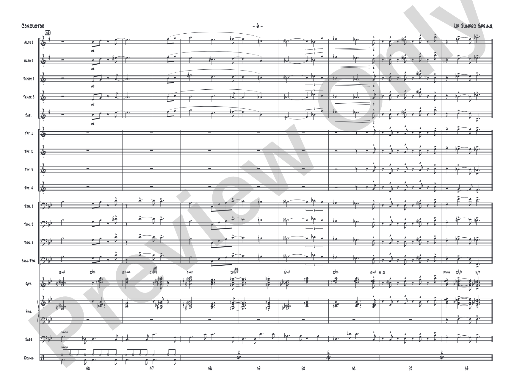 Up Jumped Spring: Jazz Ensemble Conductor Score & Parts