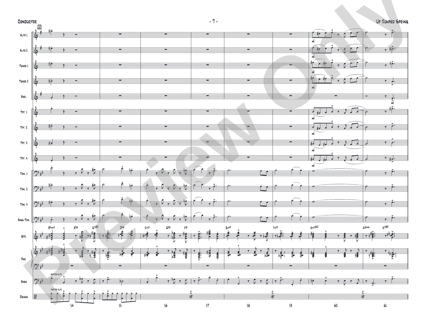 Up Jumped Spring: Jazz Ensemble Conductor Score & Parts