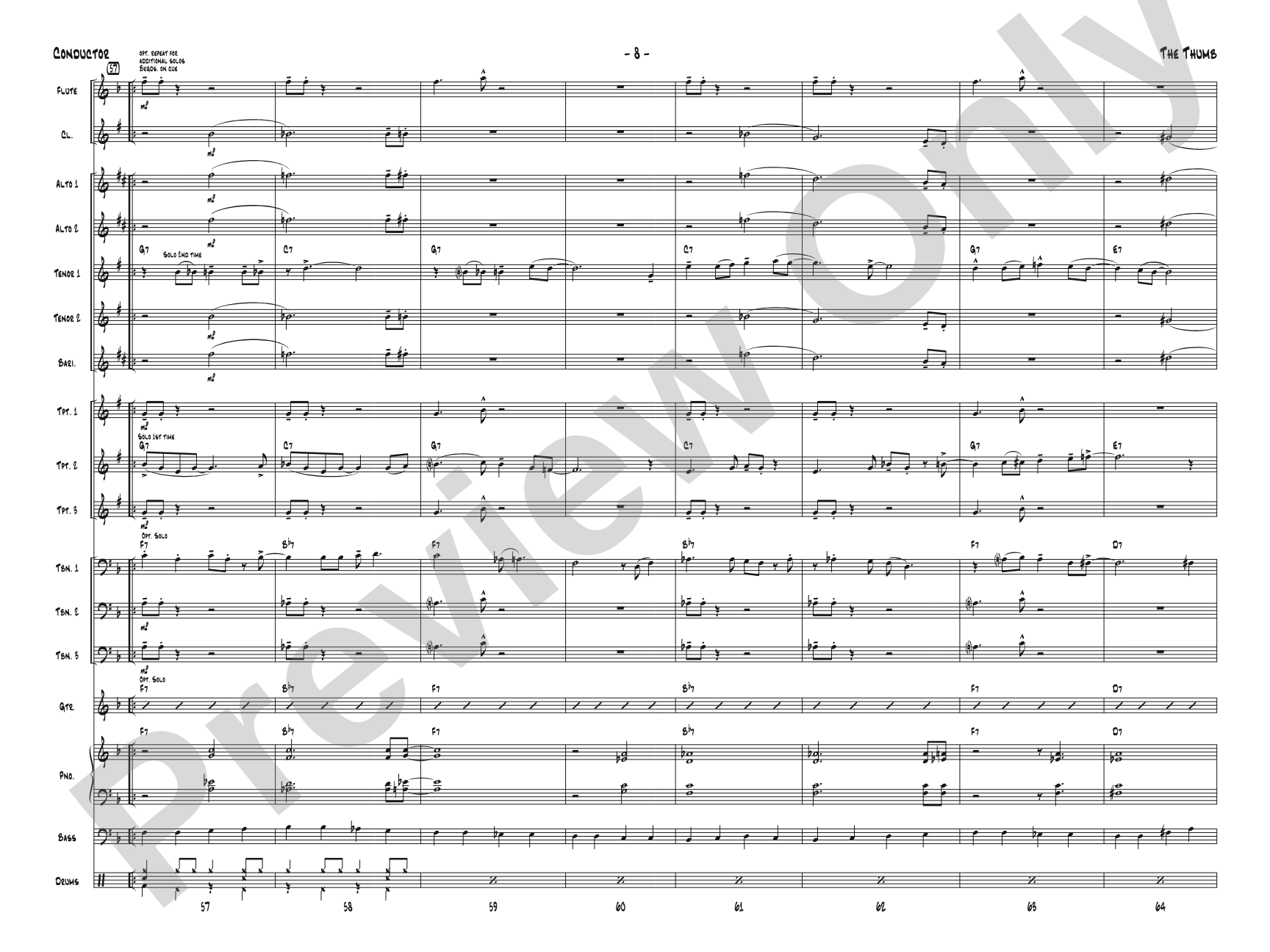 The Thumb: Jazz Ensemble Conductor Score & Parts