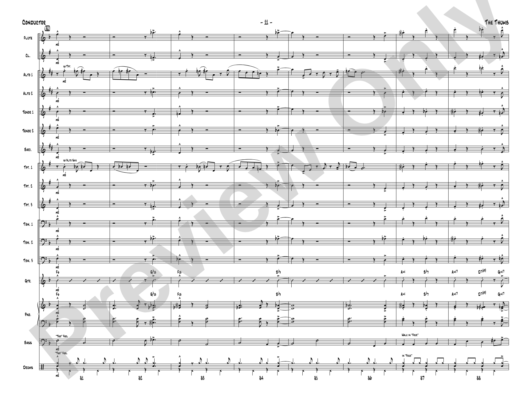 The Thumb: Jazz Ensemble Conductor Score & Parts
