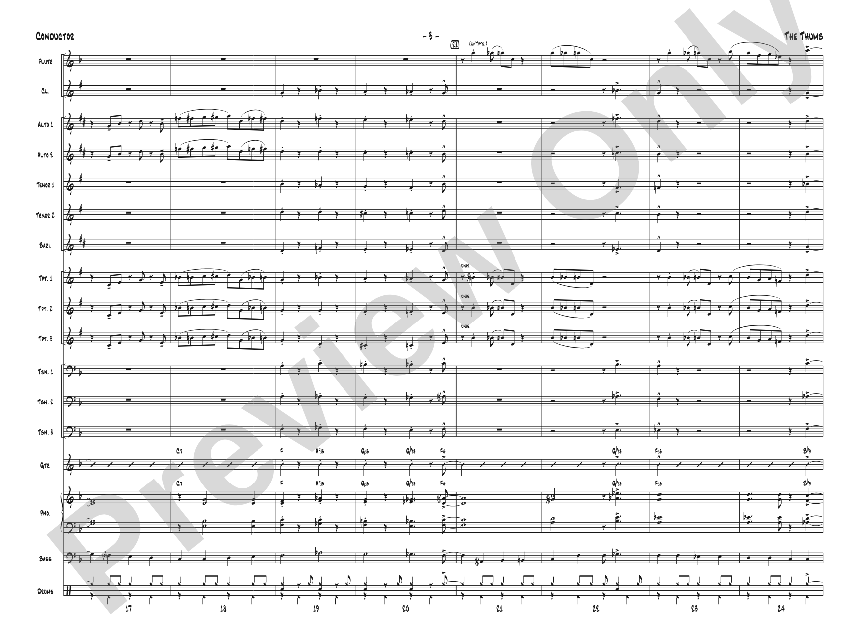 The Thumb: Jazz Ensemble Conductor Score & Parts