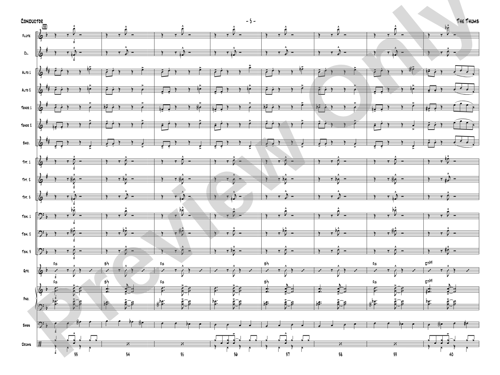 The Thumb: Jazz Ensemble Conductor Score & Parts