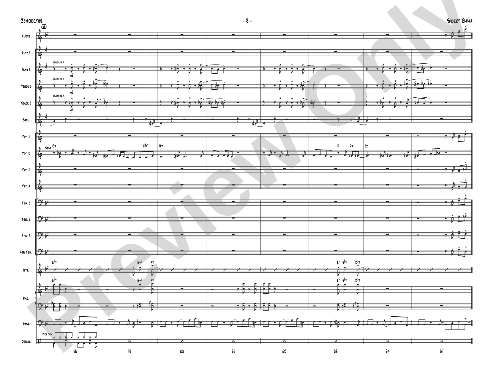 Sweet Emma: Jazz Ensemble Conductor Score & Parts