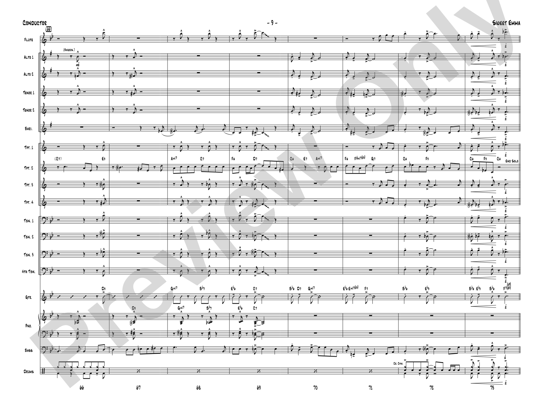 Sweet Emma: Jazz Ensemble Conductor Score & Parts